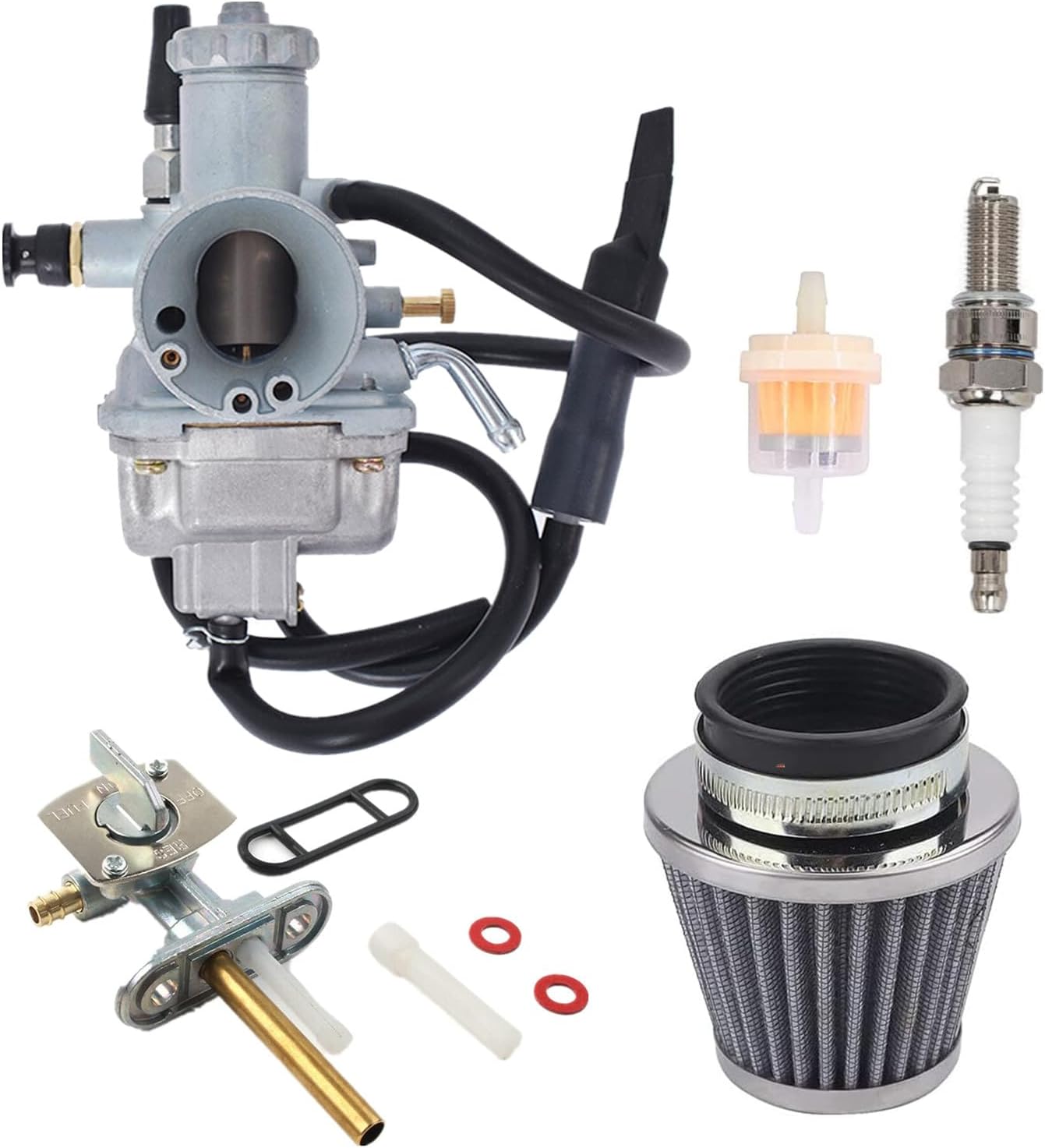 LT230 Carburetor For Suzuki Quadrunner 230 LTF230 Carb 1985-1987 Replace # 13200-18B10 13200-18A10 With Air/Fuel Filter, Petcock Valve