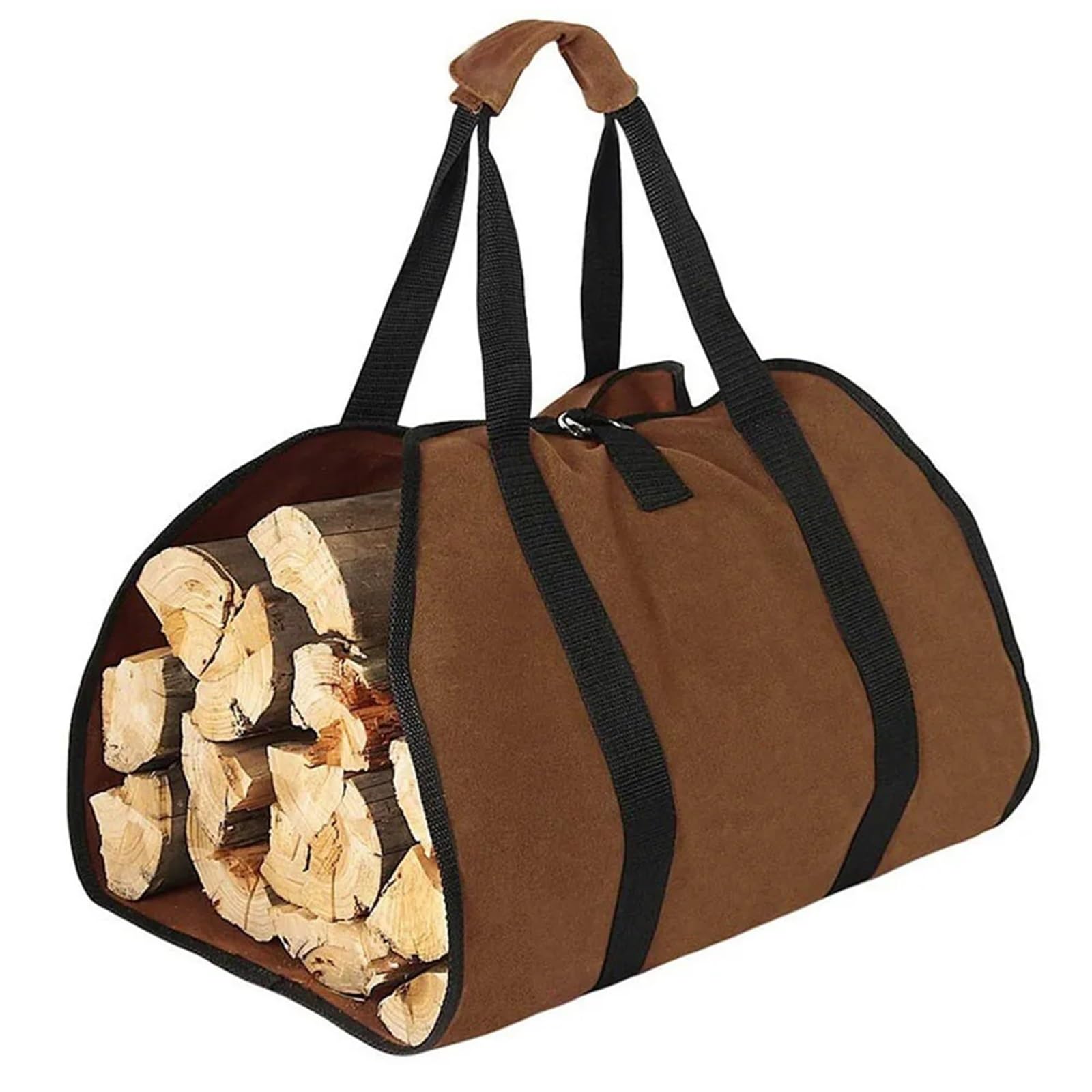 Firewood Storage Bag Tote Firewood Storage Bag Supplies Canvas Carrier Log Carrying Handbags Wood For Fireplace(Brown)
