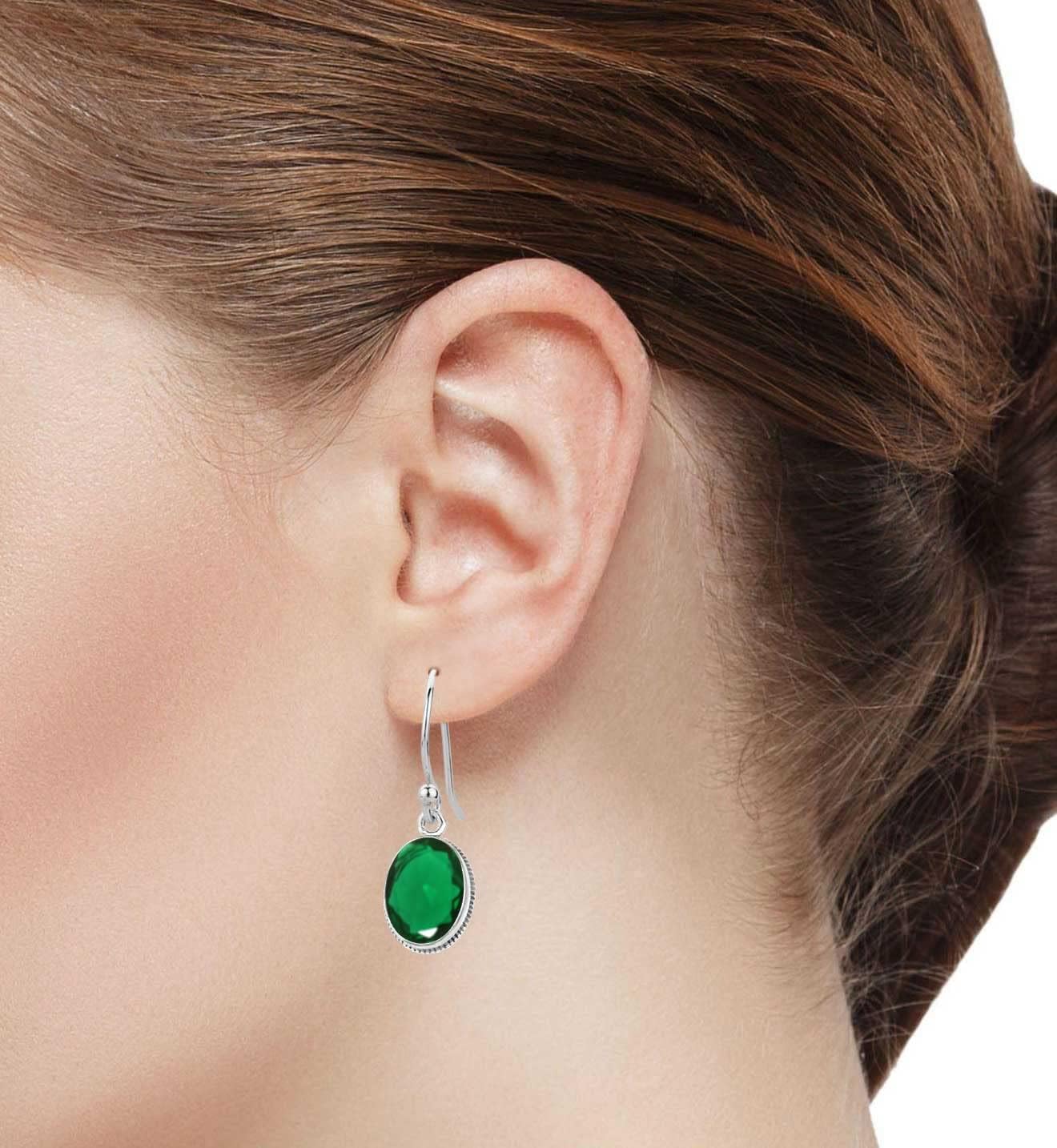 Boho Handmade Jewelry Natural Gemstone Onyx, Pearl, Moonstone, Amber Oval Genuine 925 Sterling Silver Drop Dangle Earring For Women