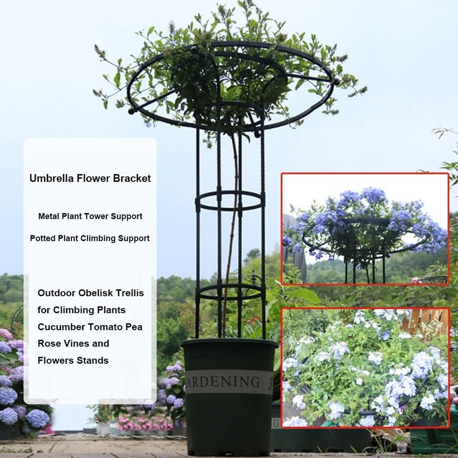Nierdzewna kratka ogrodowa do roślin pnących – 210 cm parasol cielęcy glicynia wsparcie wieża kwiat i ogórek stojak wspinaczkowy idealny do dekoracji ogrodu