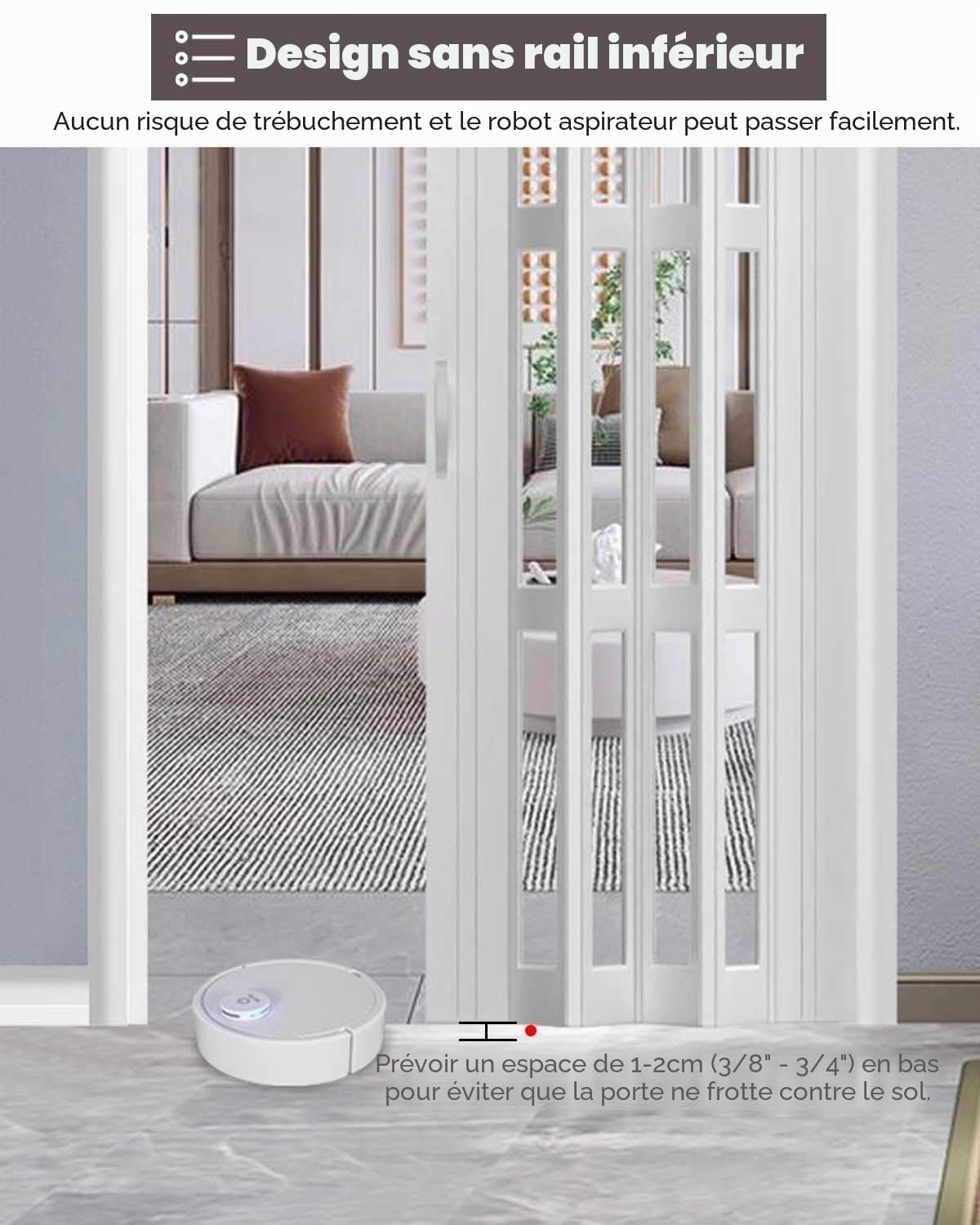 Porte Accordéon Interieur Porte Pliante Style Accordéon, Portail Coulissant Intérieur Pliable 60 76 81 84 94 104 122 135 200 203 cm de Large, Porte de Salle de Bain de Chambre à Coucher(34x80in (86.5x