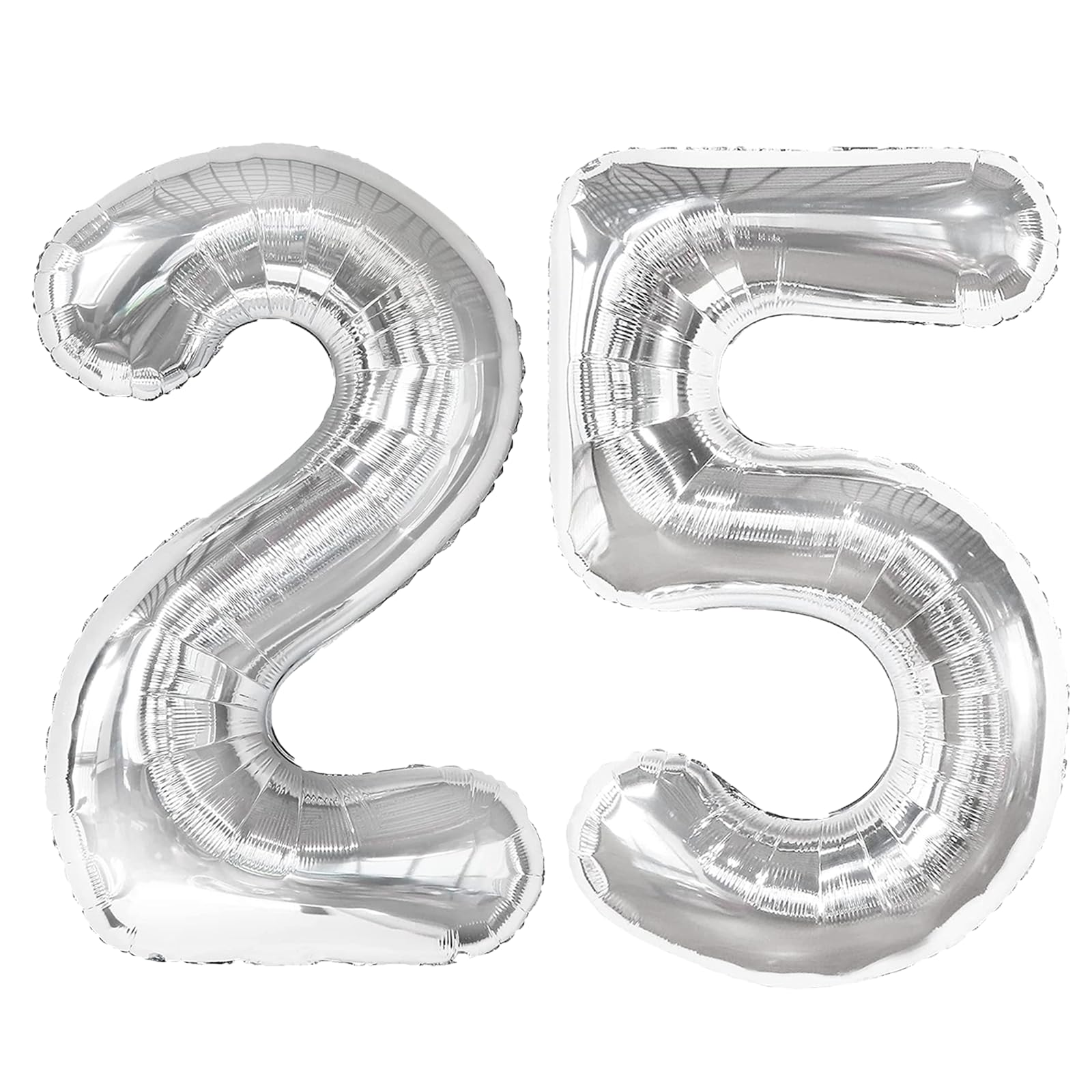 Kelfuoya Silver Number 25 Digital Balloon, Jumbo Mylar Foil Helium Balloon for 25th Birthday Party Decorations - main product image