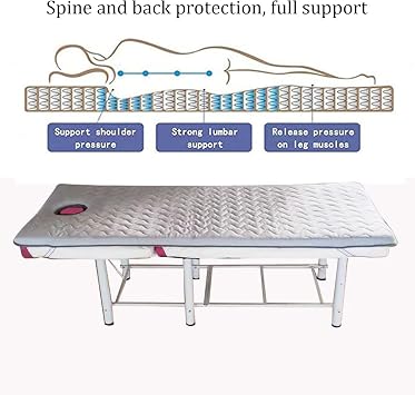 Square Head Beauty Bed Mattress Spa Bed Massage Pad Salon Foam Mattress Topper Massage Table Accessories Rush Bed Thickness 5cmSize:60*180cm,Color:B Beige,60*180cm
