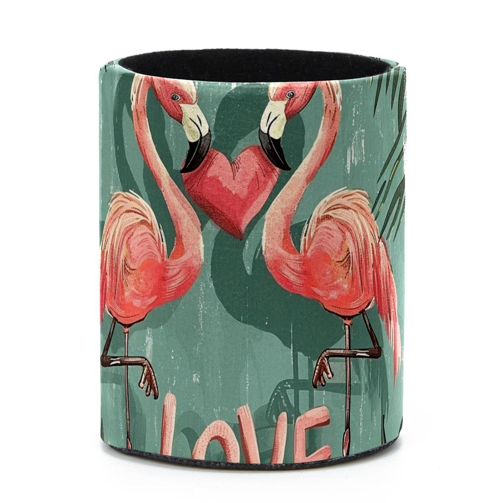 VAPOKF Round Pencil Holders for Desk, Flamingo Pen Holders Pen Pot Makeup Brushes Storage Desktop Stationery Supplies Organiser for Home Office