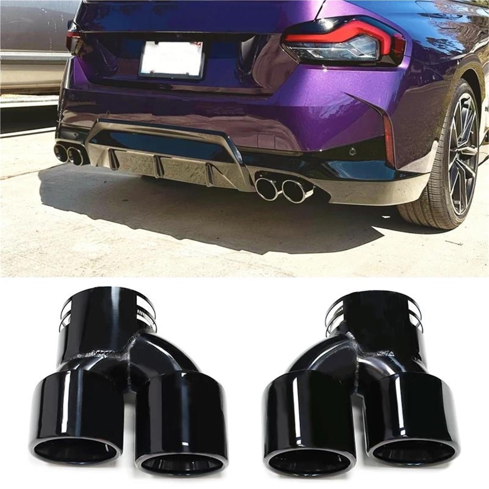 Auspuffblenden Auto-Quad-Auspuffspitze Für G42 Für M240i 2020 2021 2022 2023 Klemmersatz Dual-Schalldämpferspitze Endrohrdüse Auspuffblende(Black A)
