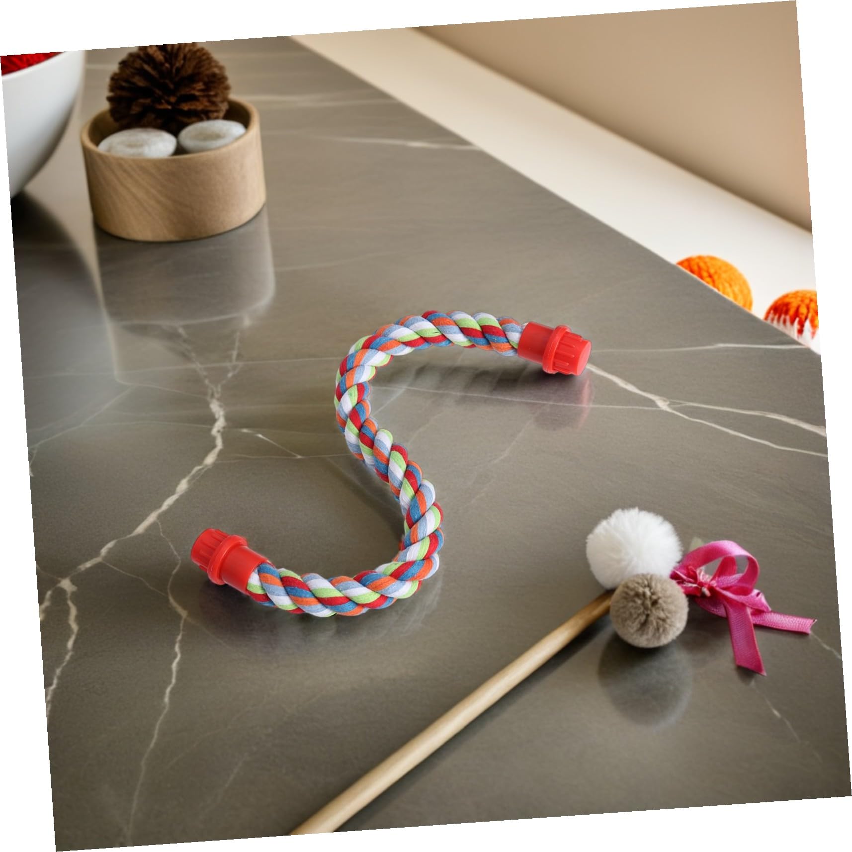 3 Stück Teiliges Baumwollseil Sitzstangen für Vögel und Kleintiere Biegsame Kletter Spielstangen für Papageien Hamster Chinchillas Flexible Vogelkäfig-perchen
