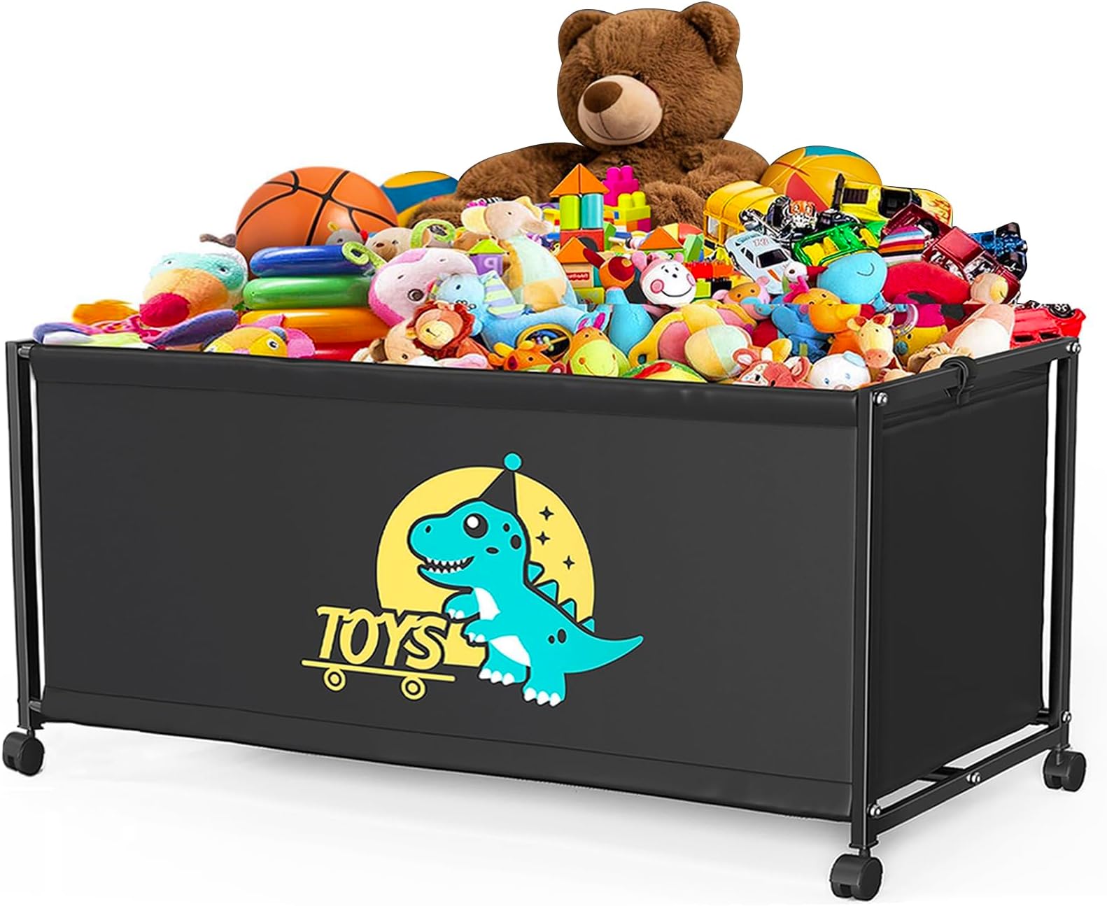 Extra Large Toy Box with Wheels, 32.7”x16.9”x18.9” Kids Toy Chest, 150L Toy Storage Organizer for Living Room, Nursery, Bedroom, Playroom, Closet, Toy Boxes for Boys, Girls, Kids, Black