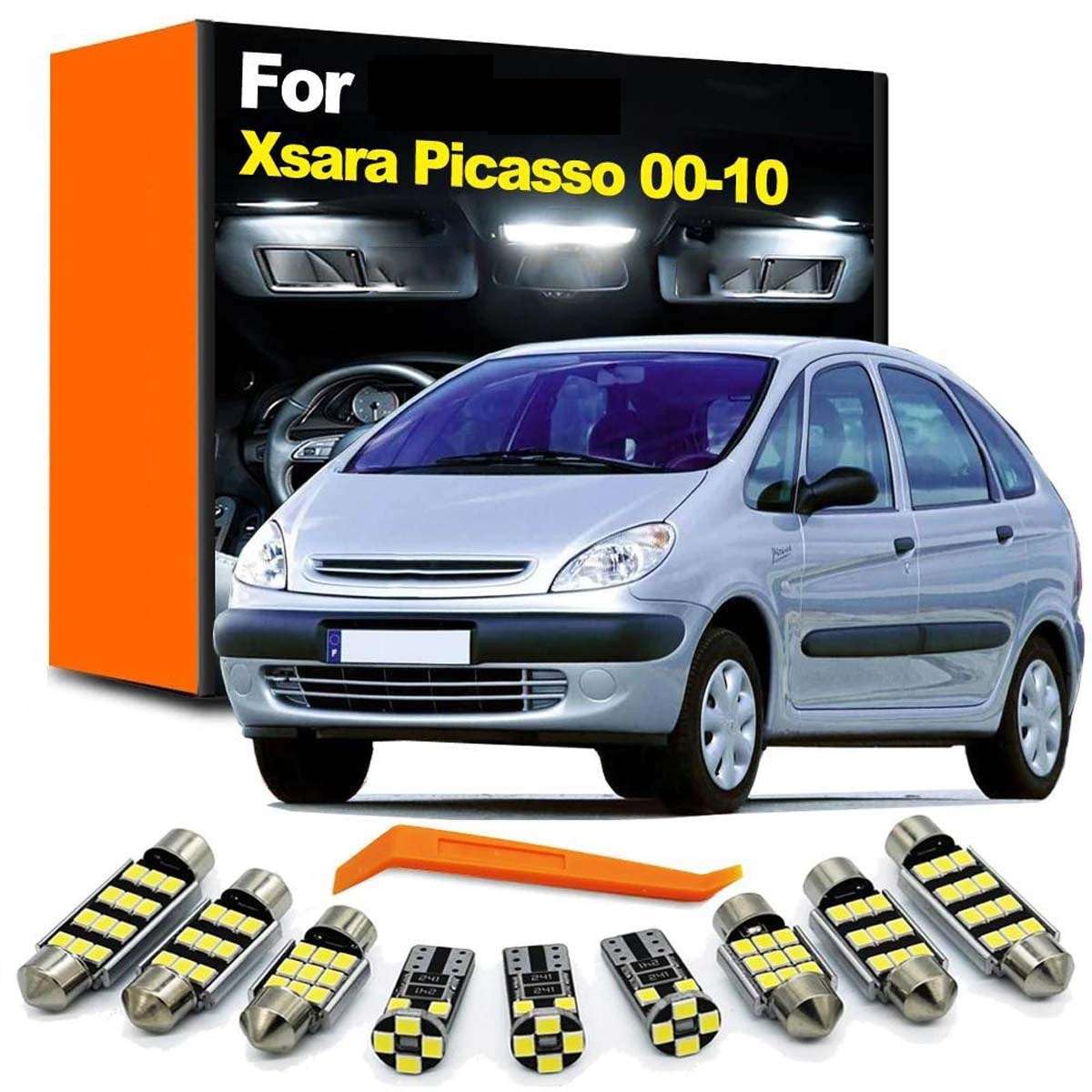 Kit de 11 Luces LED para Interiores, para Xsara Picasso 2000 2001-2005 2006 2007 2008 2009 2010 Accesorios