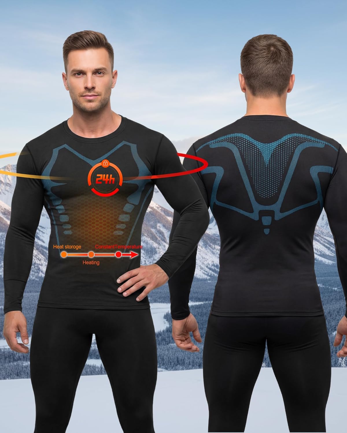 Coume 4 Pack Men's Thermal Compression Shirts Fleece Lined Long Sleeve Undershirt Athletic Base Layer for Cold Weather - Image 2