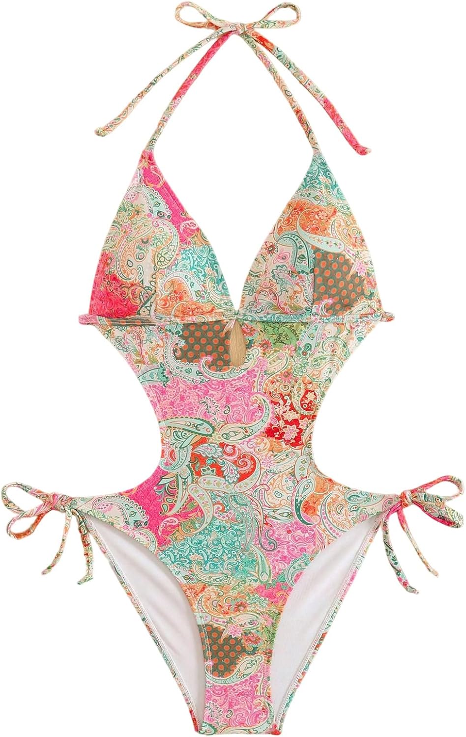 SHENHE Women's Halter Neck One Piece Swimsuit Cut Out Deep V Low Back Bathing Suit Monokini