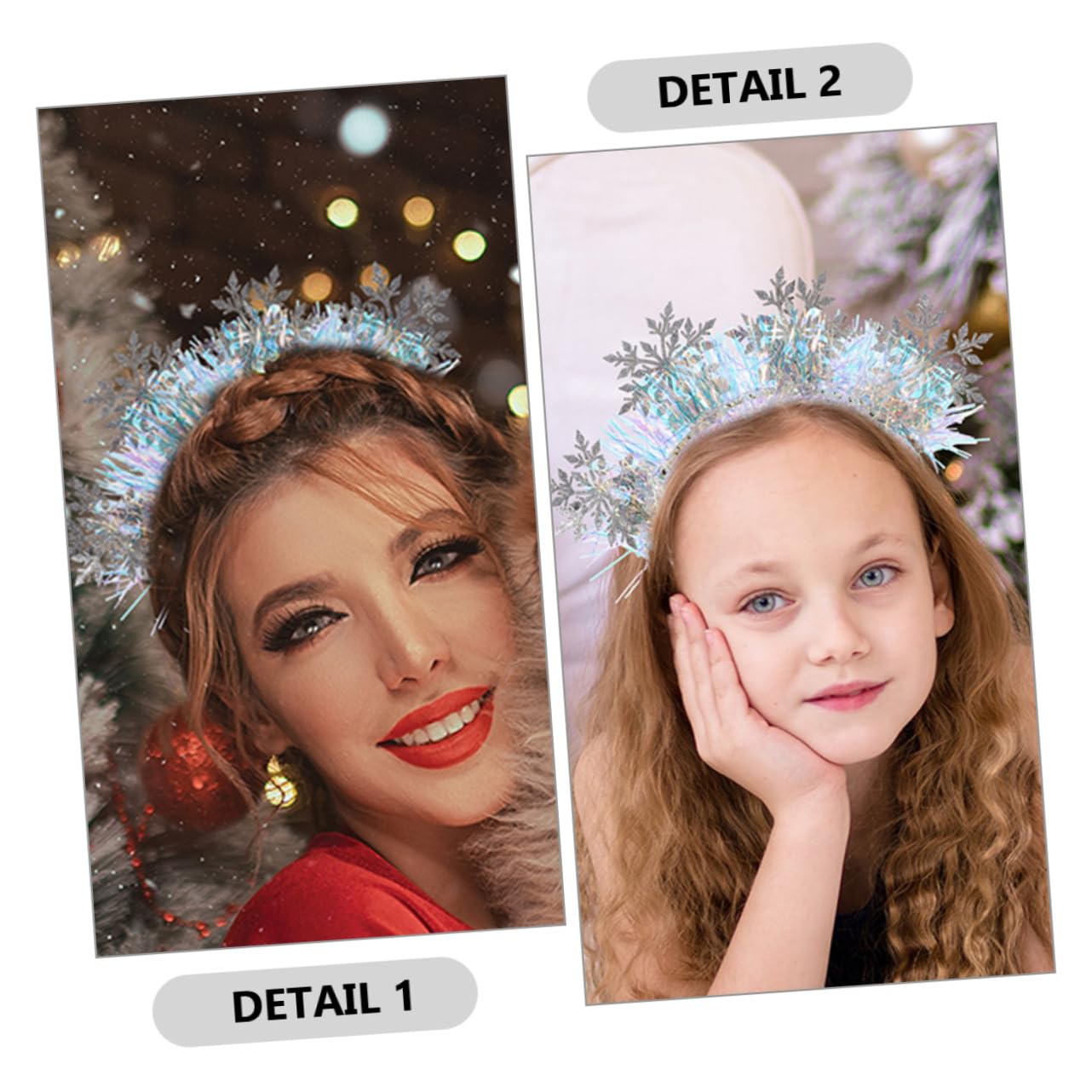 3pezzi Fascia Per Capelli Invernale Donna Fiocchi Di Accessori Per Capelli Natalizi Glitterati Per Feste e Occasioni Speciali