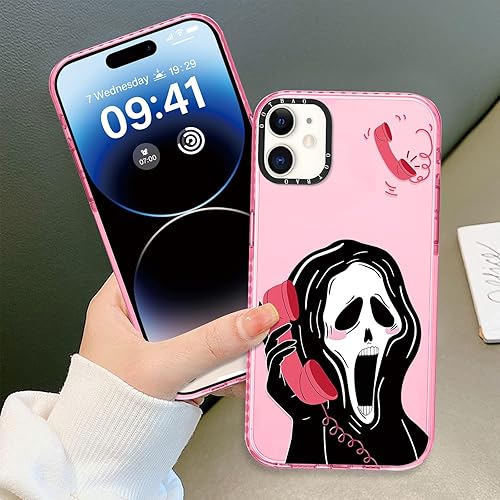 Miniatura 6 de Funda transparente para iPhone 11, funda transparente de 6.1 pulgadas, estampado de grito de película de terror, diseño único, fundas rosas, funda
