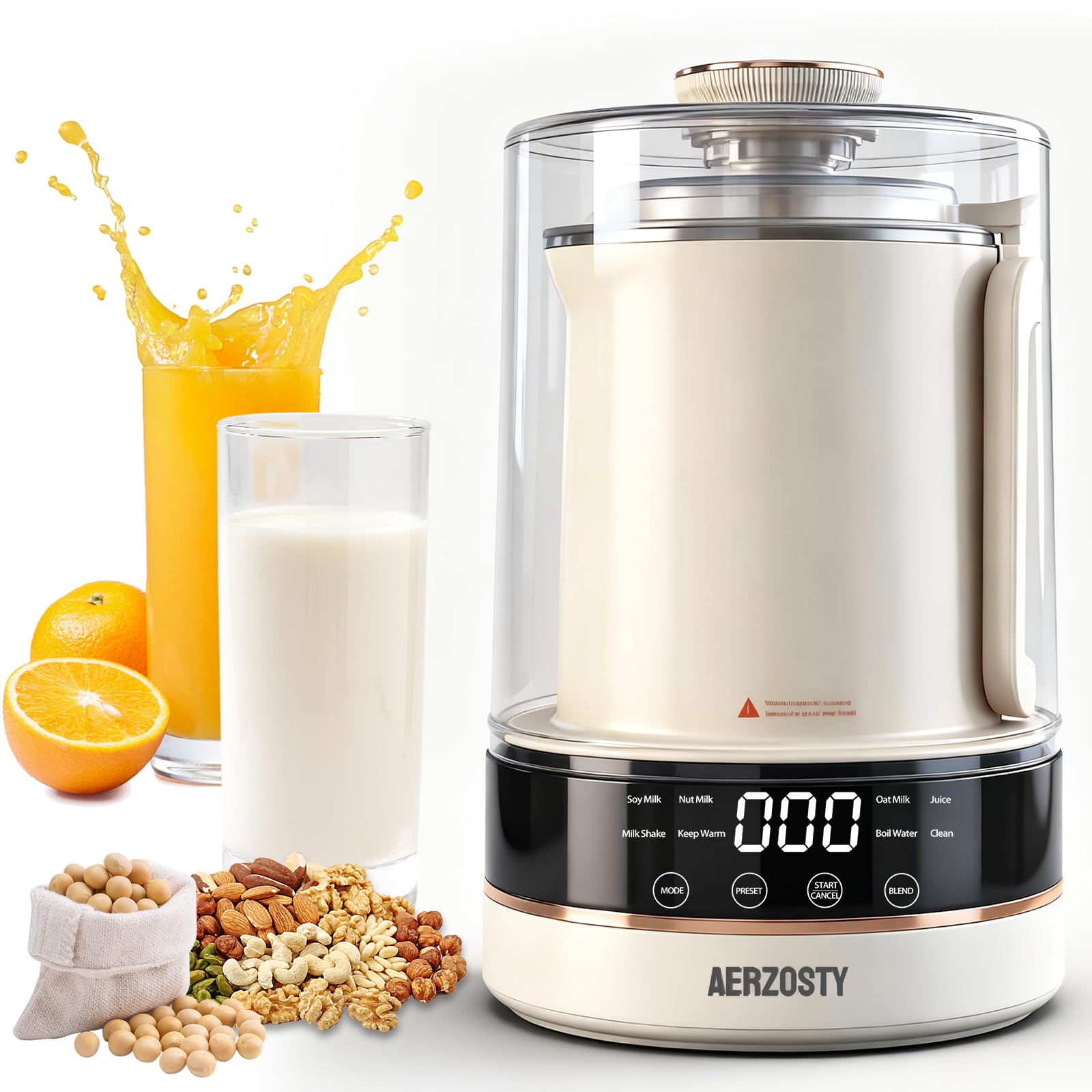 Photo 1 of 10 in 1 Nut Milk Maker Machine, 40oz/1.2L Soy Milk Maker with Auto Clean/24H Delay/Keep Warm/Boil Water, Almond Milk Maker for Homemade Oat, Juice, Milk Shakes, Plant Based and Dairy Free Beverages