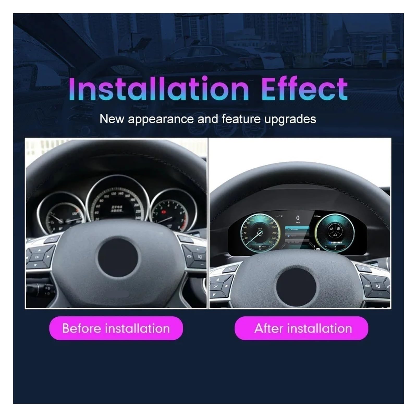 Panel de instrumentos digital LCD de 12,3 pulgadas compatible con Mercedes Benz E W212 NTG4.0 2010-2015 Panel de instrumentos virtual Velocímetro Medidor de cabina(NTG4.5 2014-2015 RHD)