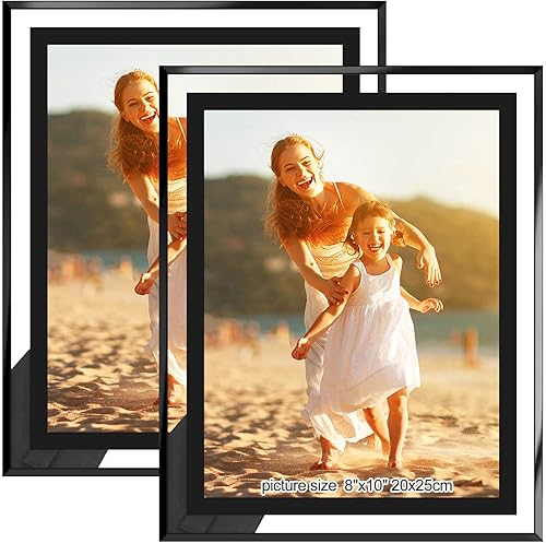 Marcos de fotos de 8 x 10 pulgadas, juego de 2, marcos de fotos de vidrio real HD de 8 x 10 pulgadas para exhibición de mesa, regalos de boda,