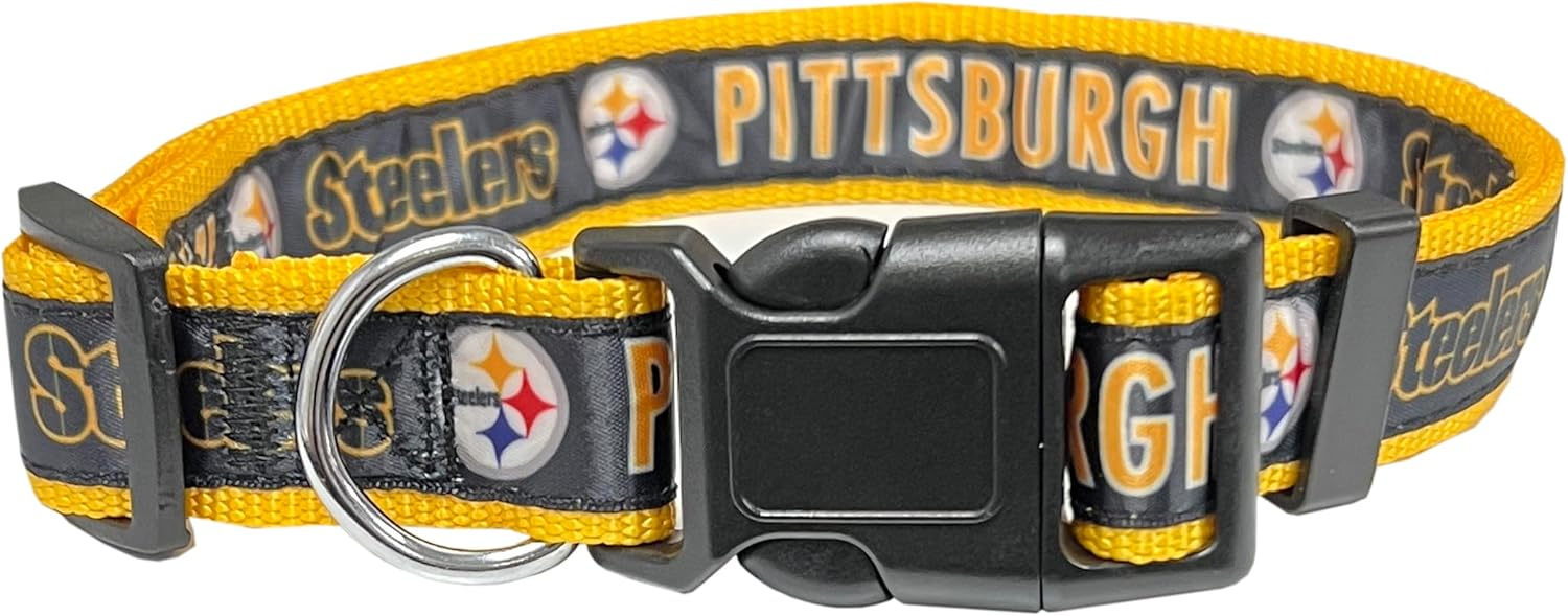 Pets First NFL Pittsburgh Steelers Licensed PET COLLAR, Medium – Heavy-Responsibility, Robust, and Sturdy Canine Collar. Out there in 31 Soccer Groups and 4 Sizes