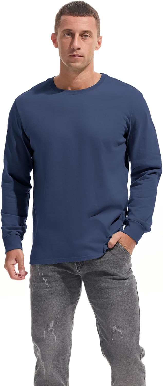 VEIISAR Men's Heavy Weight Crew Neck T-Shirt Mens Premium Cotton Tee - Pre Shrunk S-3XL - Image 2