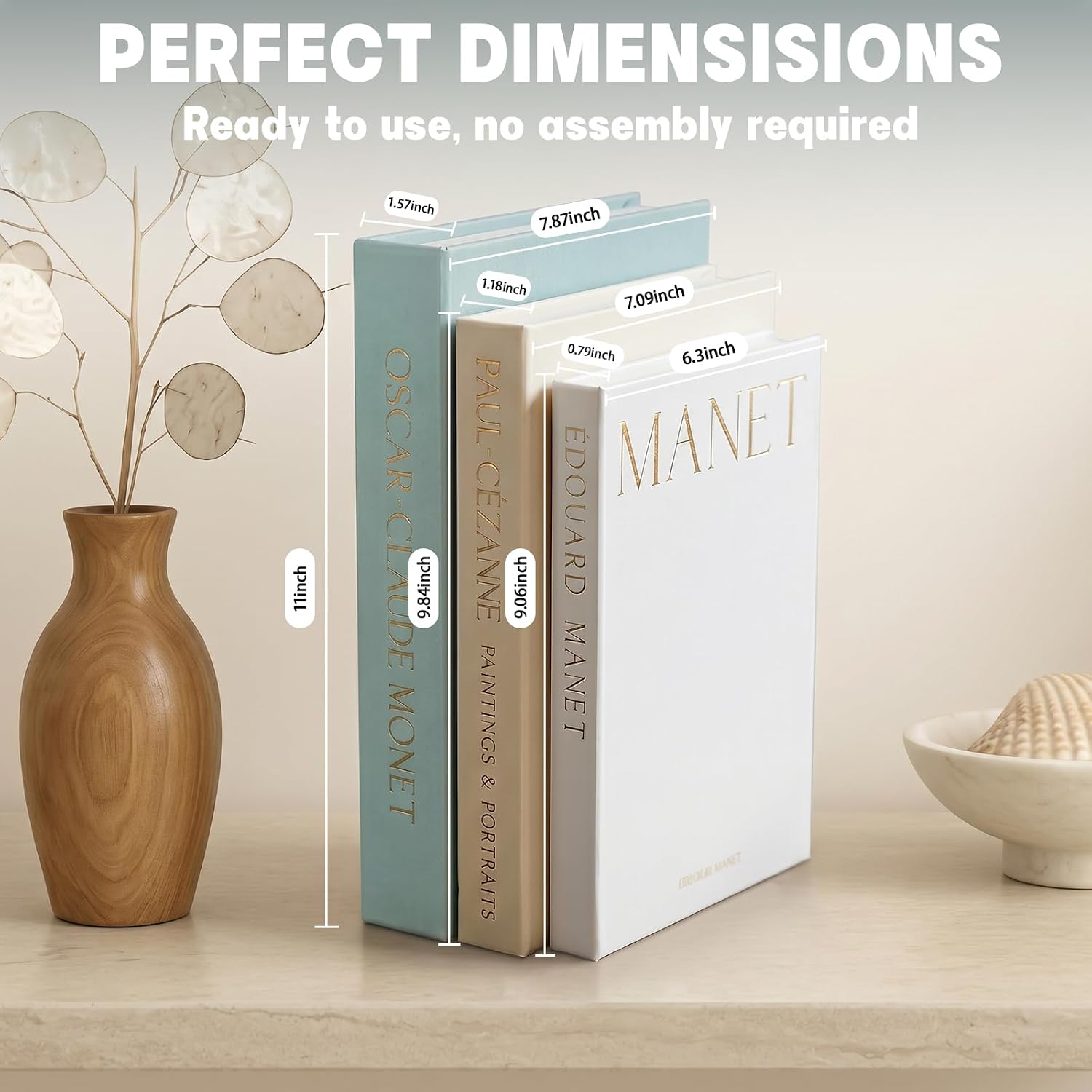Set of 3 Decorative Faux Books, Aesthetic Linen Boxes with Magnetic Snap, Fake Books for Home Decoration, Coffee Table, Bookshelf, Entryway Tables, Storage Box for Photos, Light Blue image 2