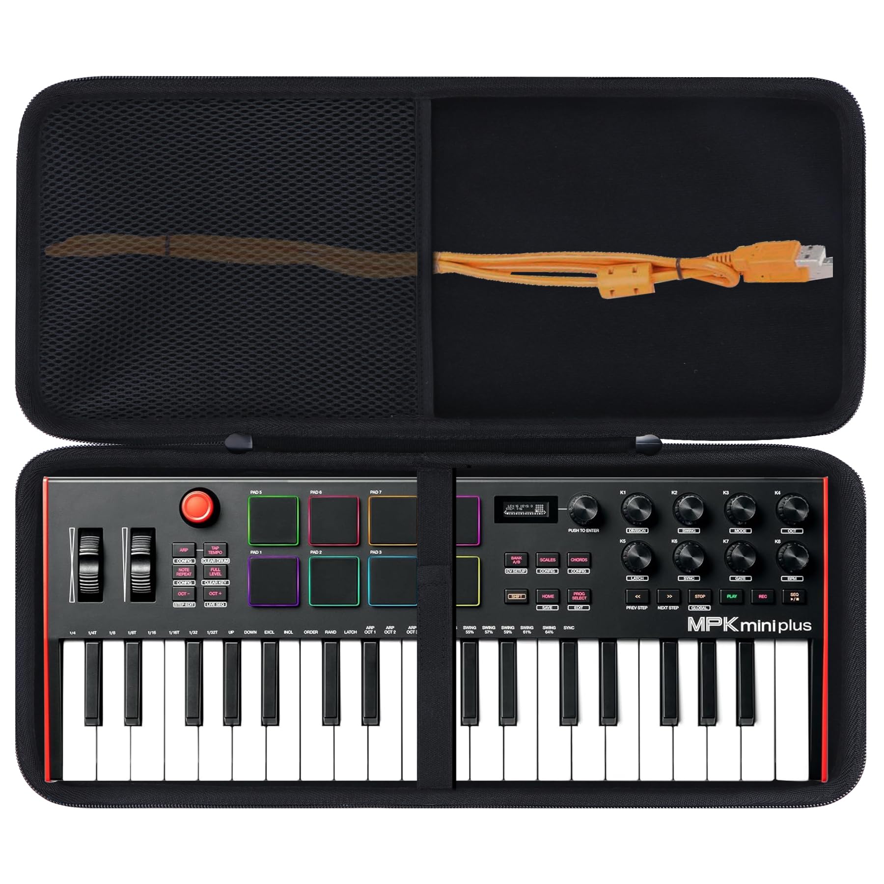 Lebakort Hart Schutz Hülle Etui Tasche für Akai Professional MPK Mini Plus - USB MIDI Keyboard Controller (Schwarz)