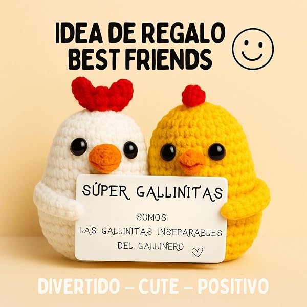 Super Gallinitas© | Regalo Original para Amigas | Idea Sorpresa Colega Companera Mejor Amiga BFF | Cumpleanos Fiesta Secret Santa Pascua | Peluche Hecha a Mano| Divertido & Cute | Amistad Inseparable - 2