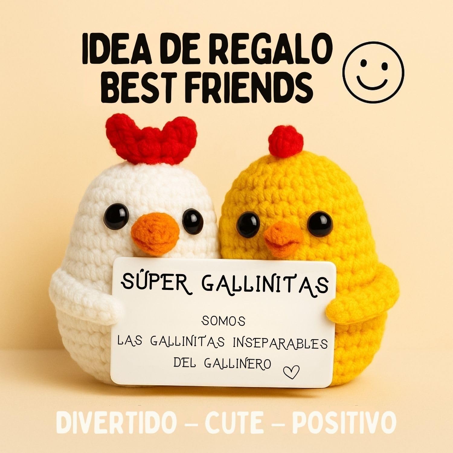 Super Gallinitas© | Regalo Original para Amigas | Idea Sorpresa Colega Companera Mejor Amiga BFF | Cumpleanos Fiesta Secret Santa Pascua | Peluche Hecha a Mano| Divertido & Cute | Amistad Inseparable - 3