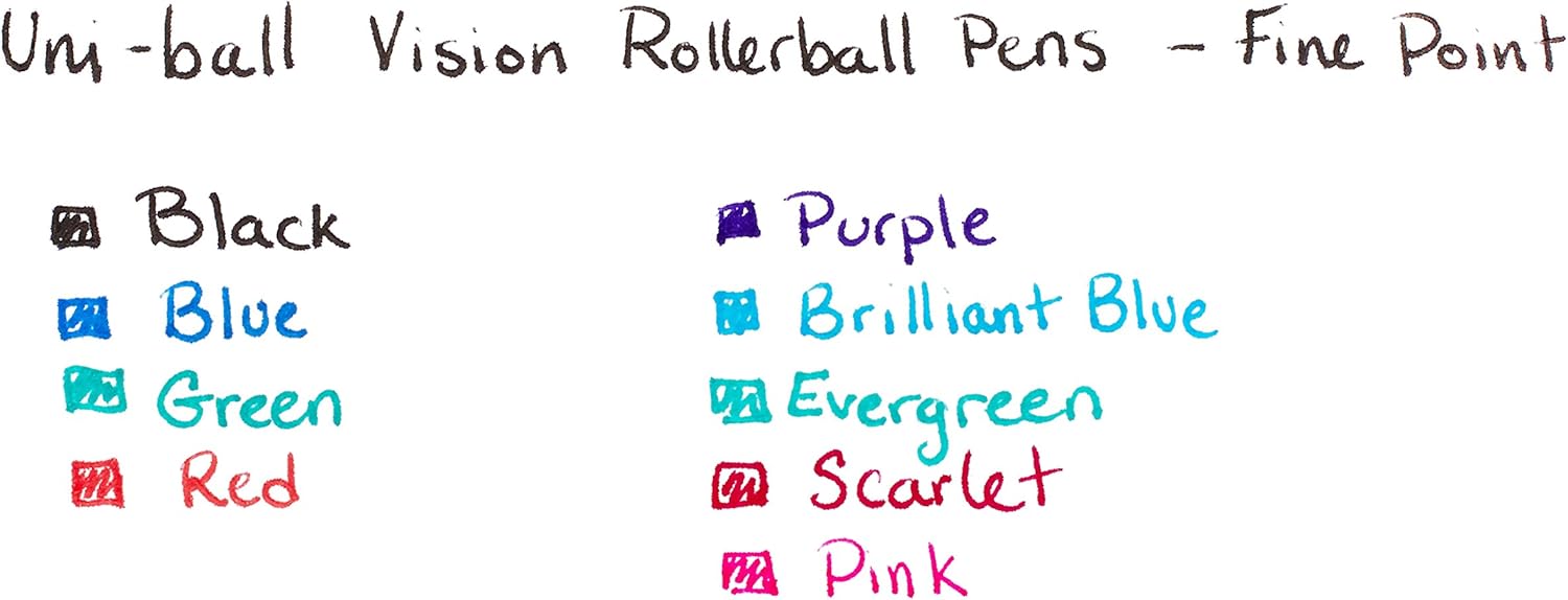 uni-ball Vision Rollerball Pens Fine Point, 0.7mm, Fashion Colors, 5 Pack : Everything Else