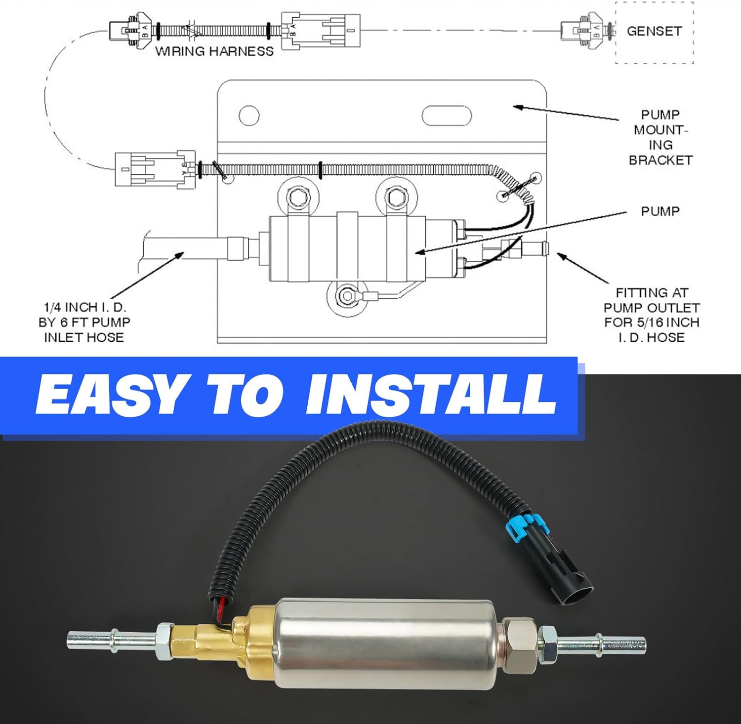 01492657 12V EFI Fuel Pump Compatible with Cummins Onan Generator HGJAA HGJAD Series, Replace 1492657 149-2657