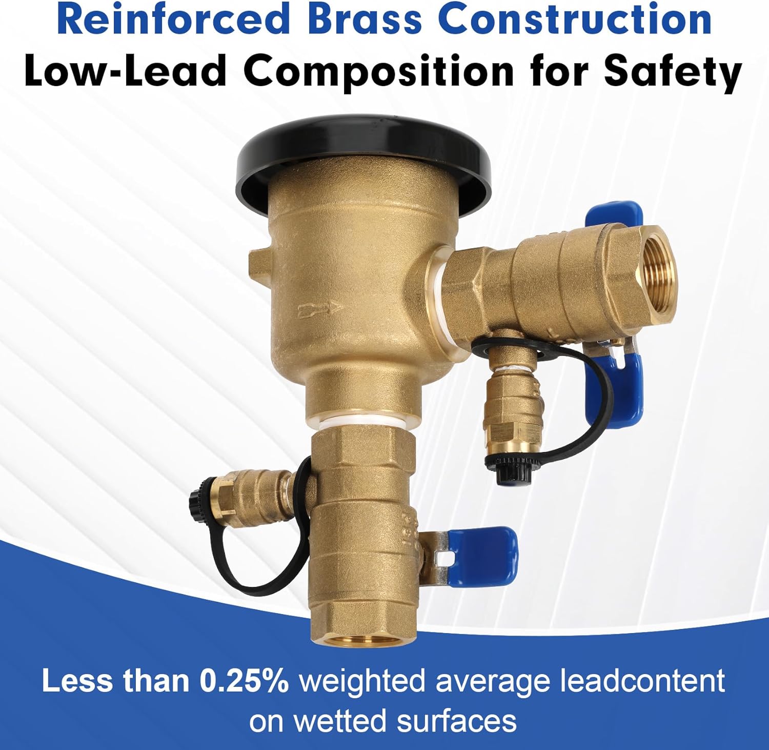 3/4" 720A Pressure Vacuum Breaker, Heavy-Duty Brass Backflow Preventer for Irrigation Systems, Outdoor Faucet, Hose Bib, Anti-Siphon Protection, 400 PSI