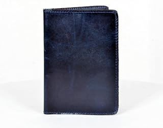 MILITARIA STUFFS Handmade Vintage Leather Journal Cover - Field Notes & Moleskine Cahier Compatible - 3.5x5.5 Refillable Travel Notebook Cover, Full Grain Leather (Blue)