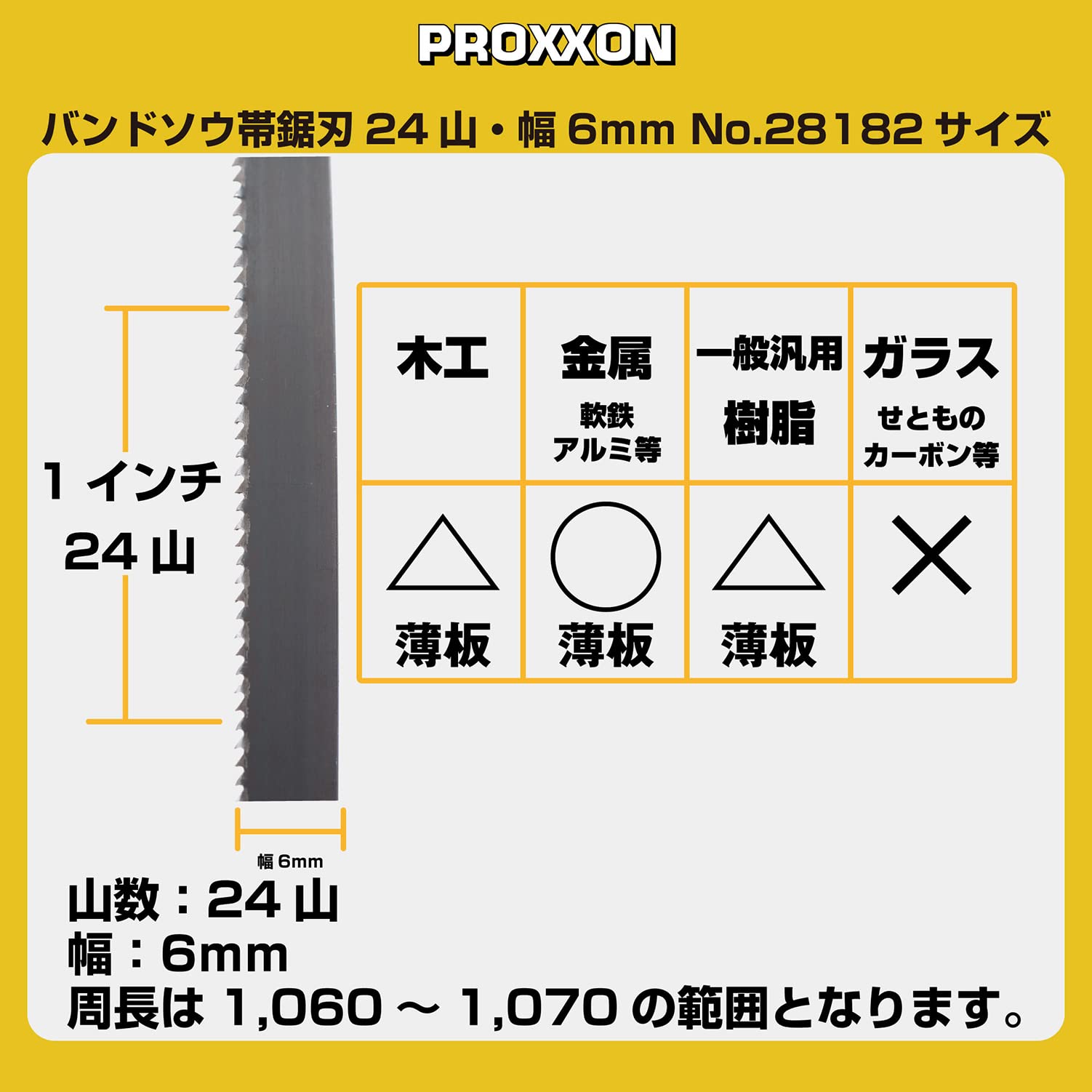 Amazon | プロクソン(PROXXON) 交換用バンドソウ鋸刃 24山 幅6.0mm 1本