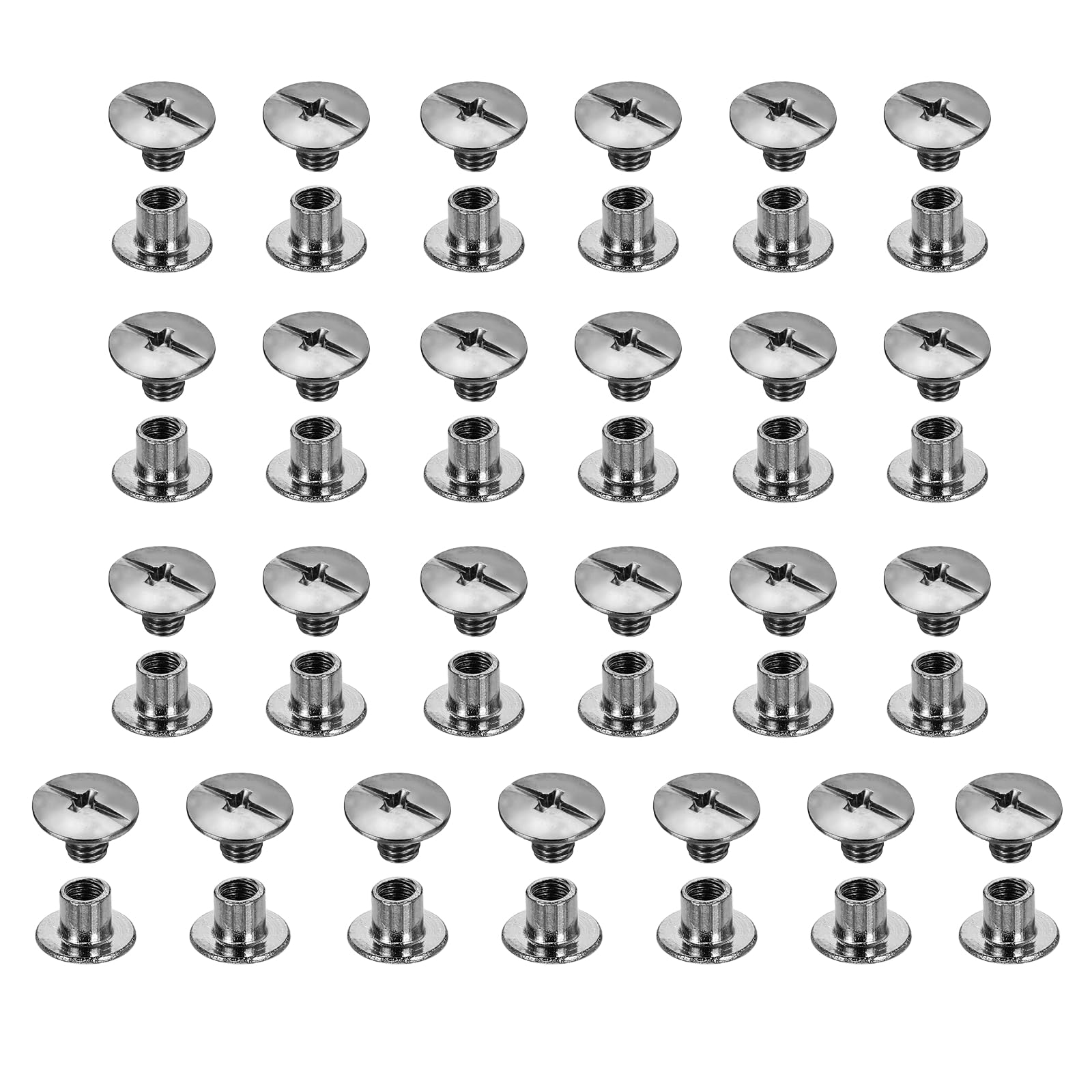 sourcing map 25set Chicago Screw M5x5mm Phillips Nail Rivet Stud Bolts Rivets Binding Post Screw for DIY Craft Leather Belt Bag Bookbinding, Gunmetal — image 1
