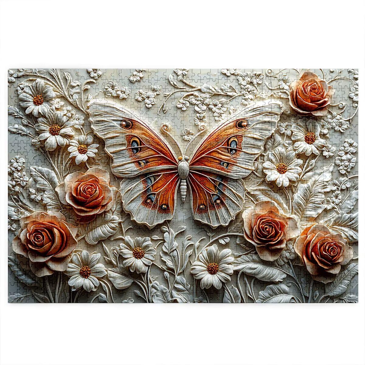 Puzzle 5000 elementów, motyle, kwiaty, 5000 elementów, drewniane puzzle dla dorosłych, trudna łamigłówka, gra logiczna dla całej rodziny, drewniane puzzle do dekoracji salonu, na prezenty, P-56