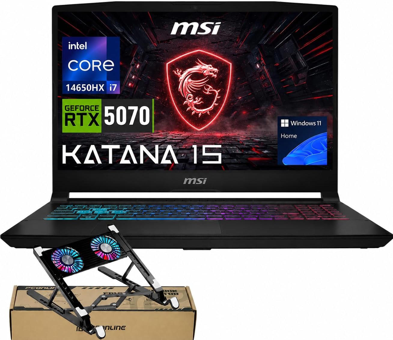 Katana 15 HX RTX 5070 Intel Core i7-14650HX Gaming Laptop, 32GB 1TB | 15.6" QHD 165Hz/ 2.5ms IPS Anti-Glare, 4-Zone RGB Keyboard, HDMI, Copilot, Wide View Angle, Windows 11 Home