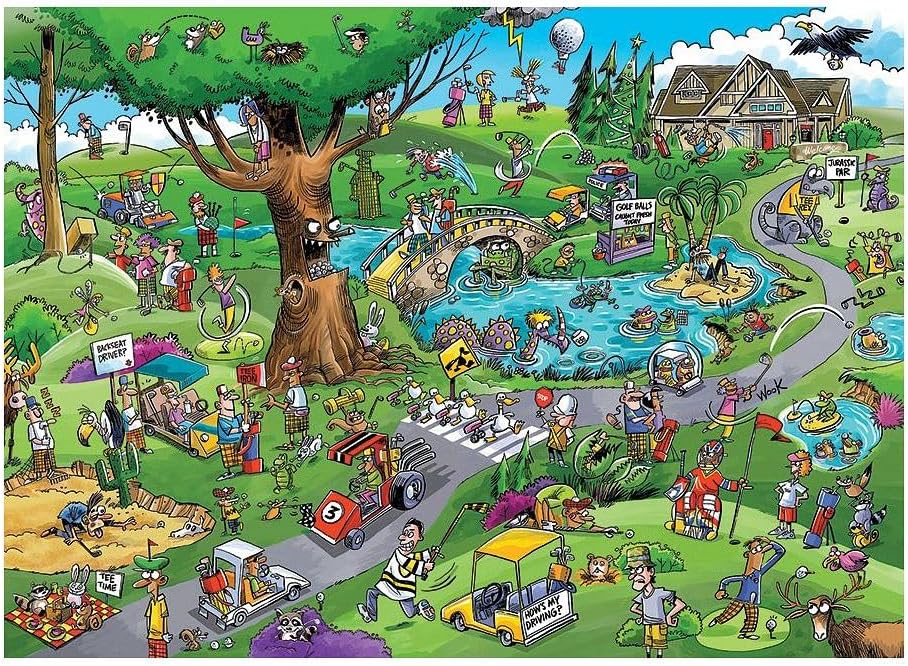 Cobble Hill 1000 Piece Puzzle - DoodleTown: Par for The Course - Sample Poster Included