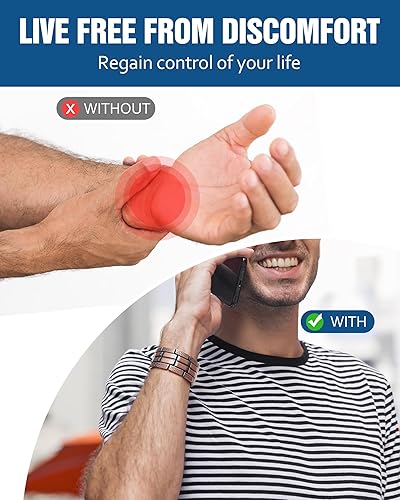 Miniatura 5 de Jecanori Pulsera de cobre para hombres, pulseras magnéticas de cobre para hombre,Pulsera de cobre sólido puro