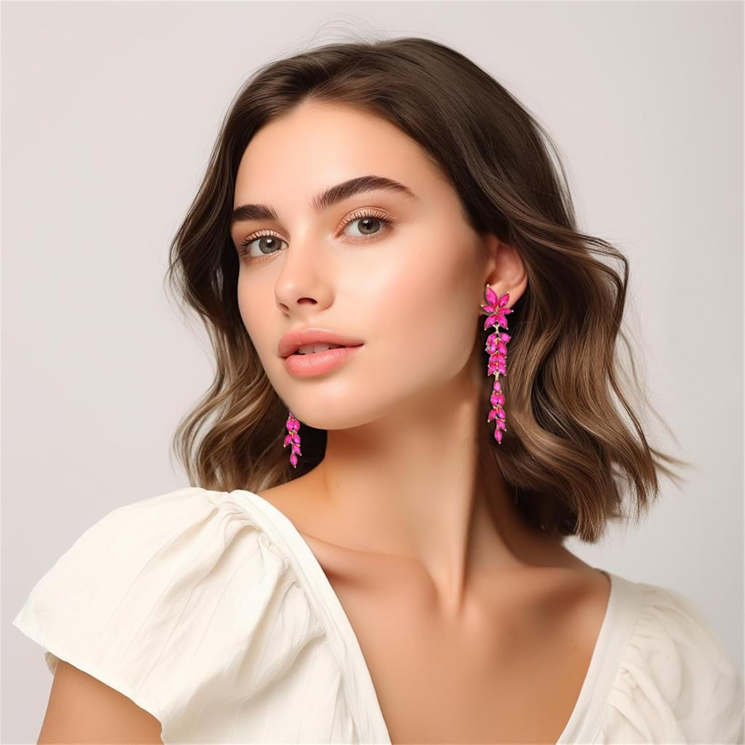 Fashion Rhinestone Statement Drop Dangle Earrings Dangling Sparkly Crystal Marquise Bridal Bridesmaid Wedding Earrings Long Chandelier Teardrop Earrings for Women Prom Party - Image 2