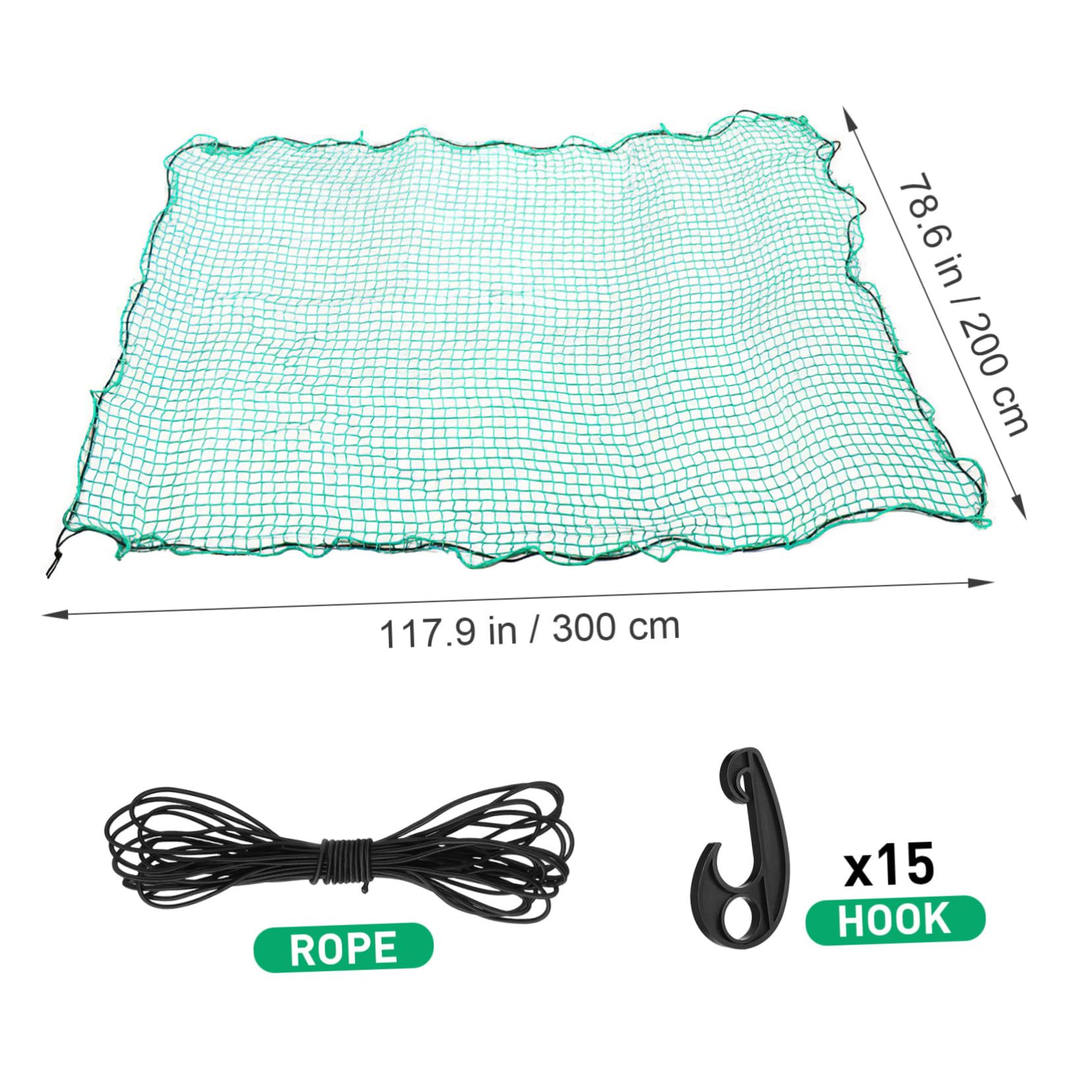 Rete per Carico Camion in Nylon Resistente All'abrasione con Elastico e 15 Ganci, Rete Copertura per Cassone Veicolo per Trasporto e Campeggio