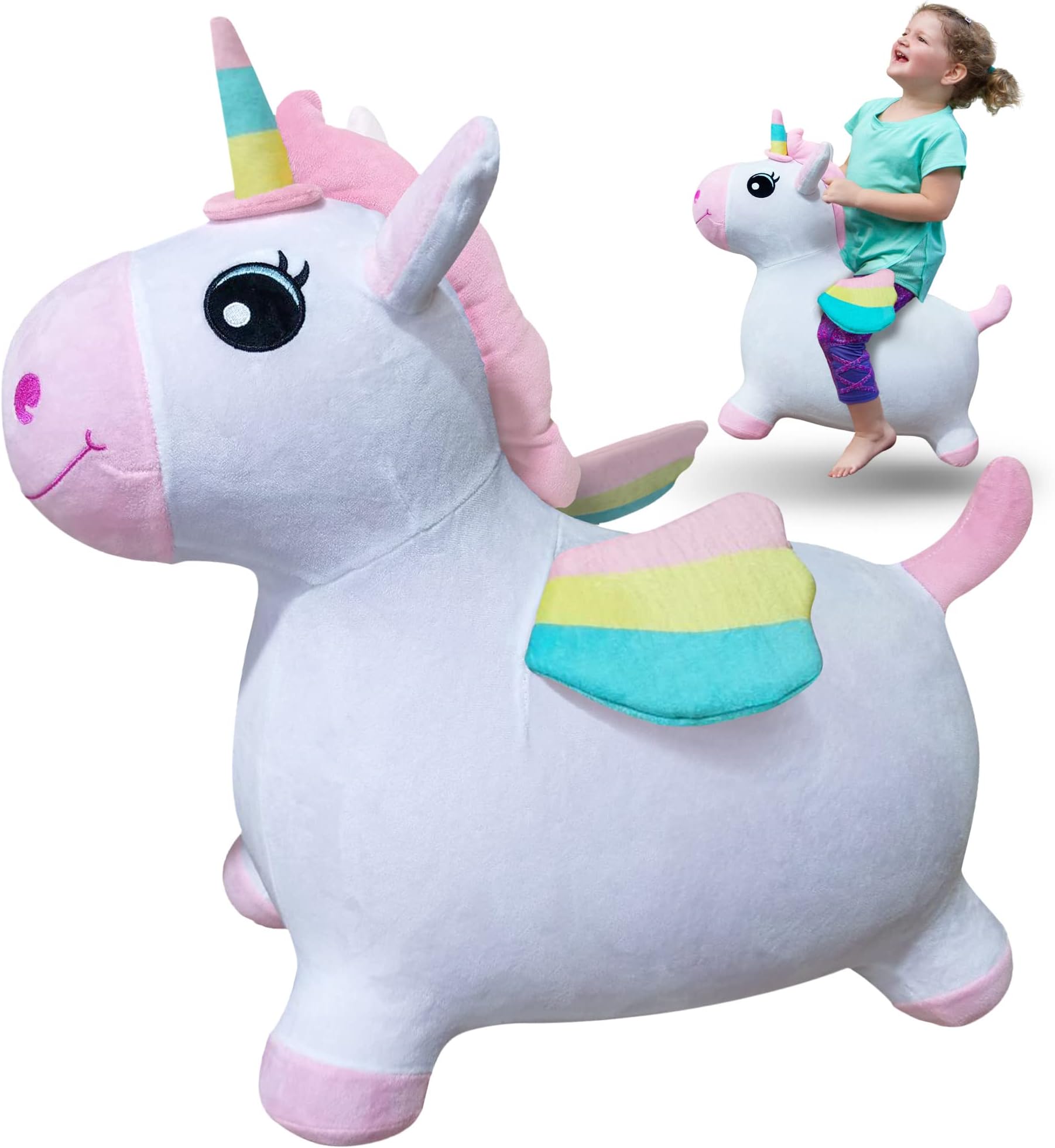 WALIKI Bouncy Horse Hopper | Inflatable Hopping Horse for Girls | Jumping Horse (Unicorn) | Birthday Gift for 18 Months 2 3 4 Year Old Kid Toddler