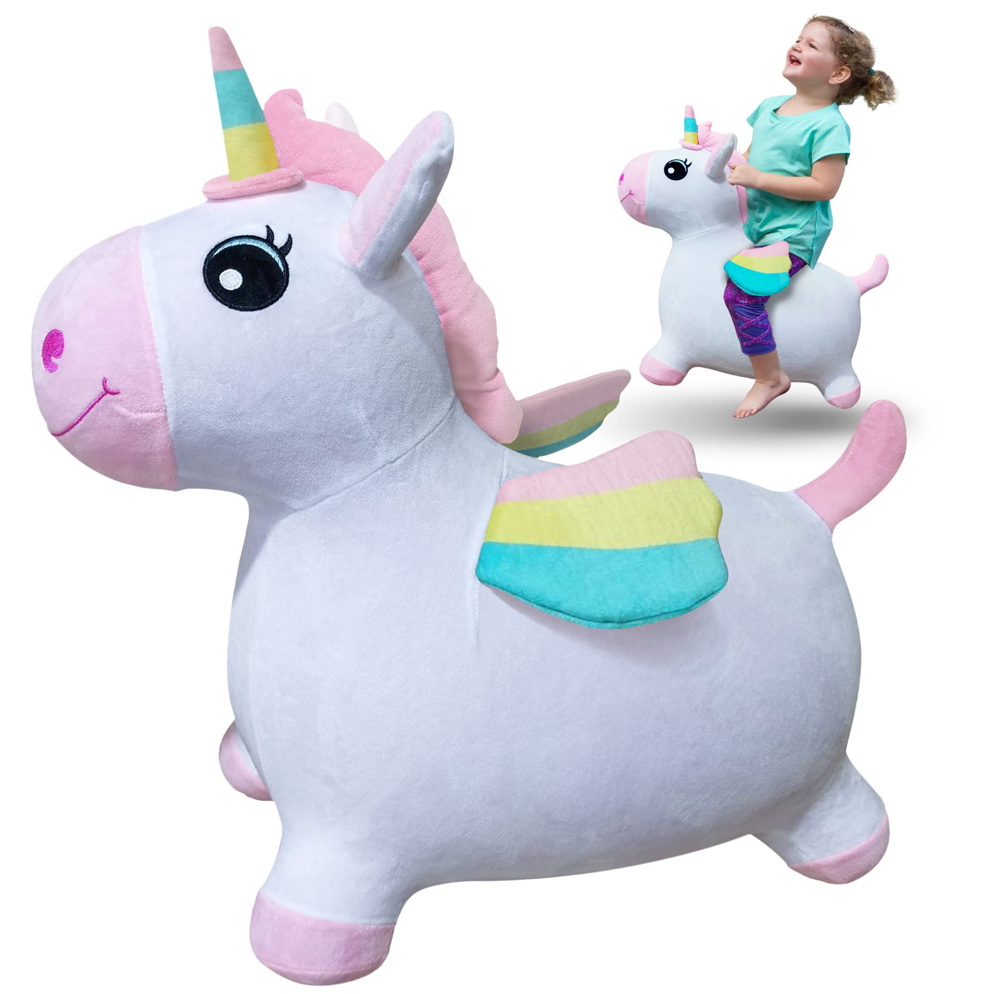 WALIKI Bouncy Horse Hopper | Inflatable Hopping Horse for Girls | Jumping Horse (Unicorn) | Birthday Gift for 18 Months 2 3 4 Year Old Kid Toddler