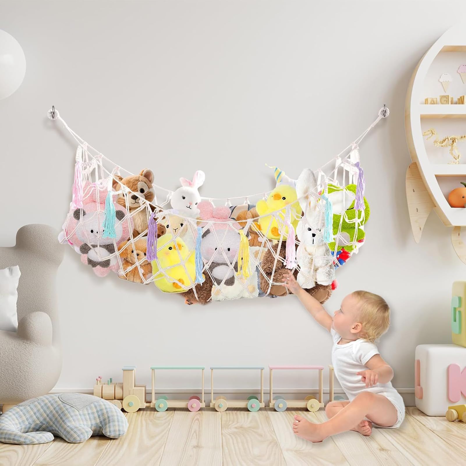 Rete Amaca Per Animali Di Peluche Resistente Grande Decorazione Stanza Porta Giocattoli Rete Maglia Organizzazione Esposizione