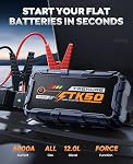 TREKURE 6000A Booster Pack, 26800mAh Jump Starter for Car Battery, All Gas/12L Diesel Portable Car Battery Power Pack, Safe Jumper Cables with Fast Charge & LED Light
