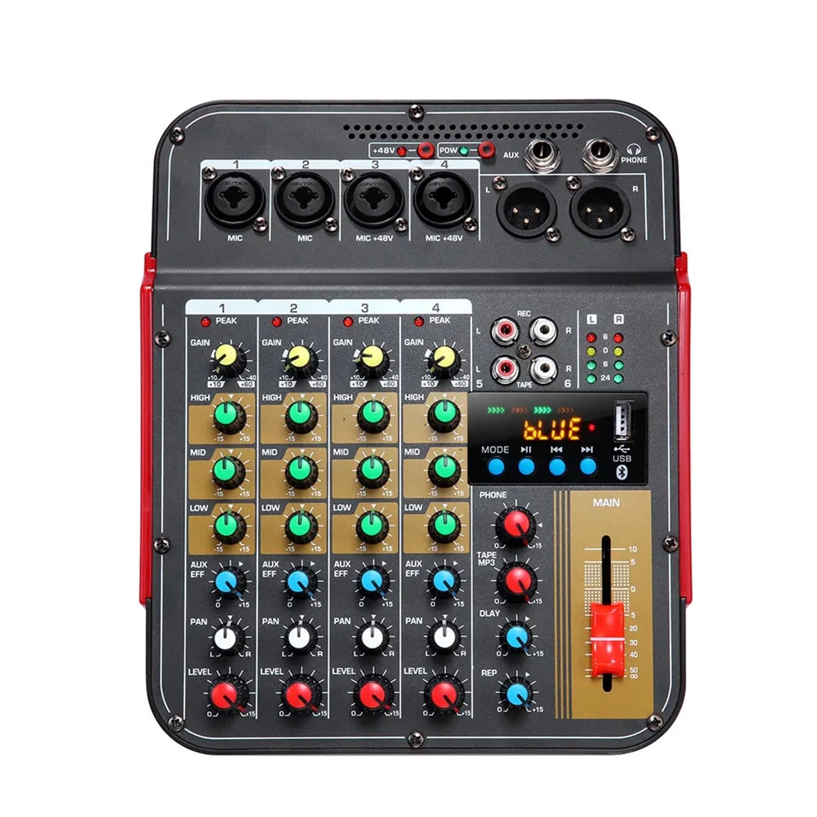 DJ-Controller 6-kanal Mischpult Audio Mixer Outdoor Konferenz Audio USB Bluetooth-kompatibel Reverb Audio prozessor Soundkarte