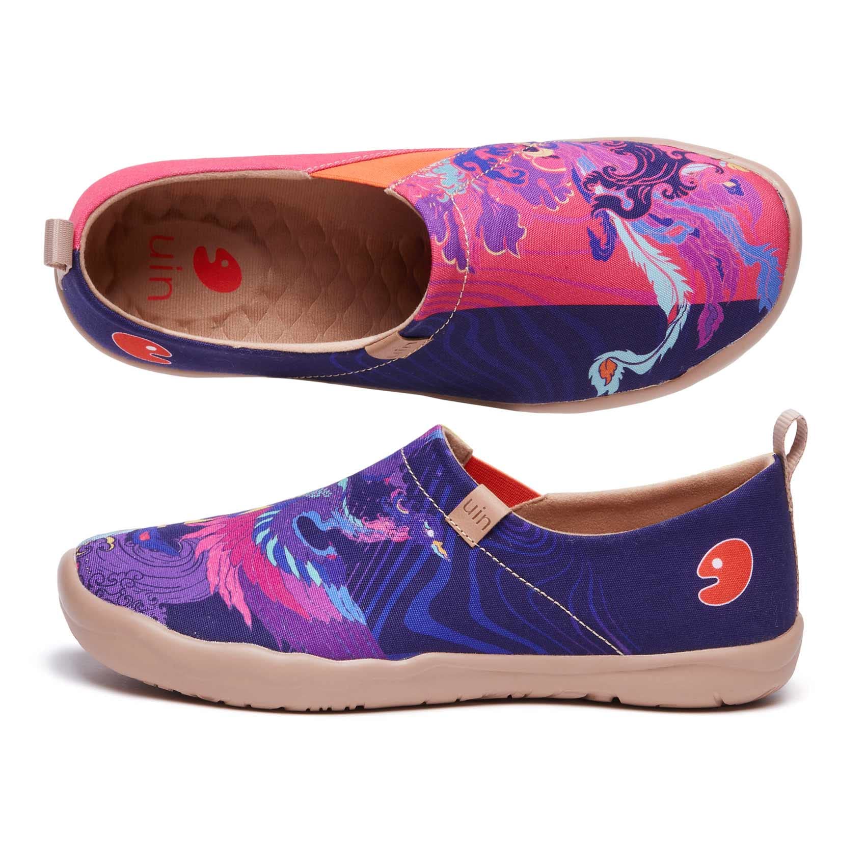 UIN Damen Leichtgewicht Slip On Loafer Schuhe Komfort Mode Sneaker Wanderschuhe Lässiger Reiseschuhe Toledo I Ethnischer Stil Thema