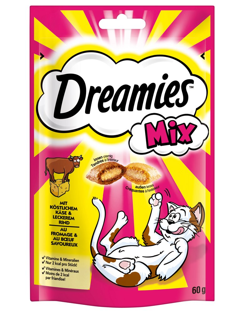 Dreamies Klassiker Przekąska dla Kotów, Wołowina/Ser, 6 x 60 g