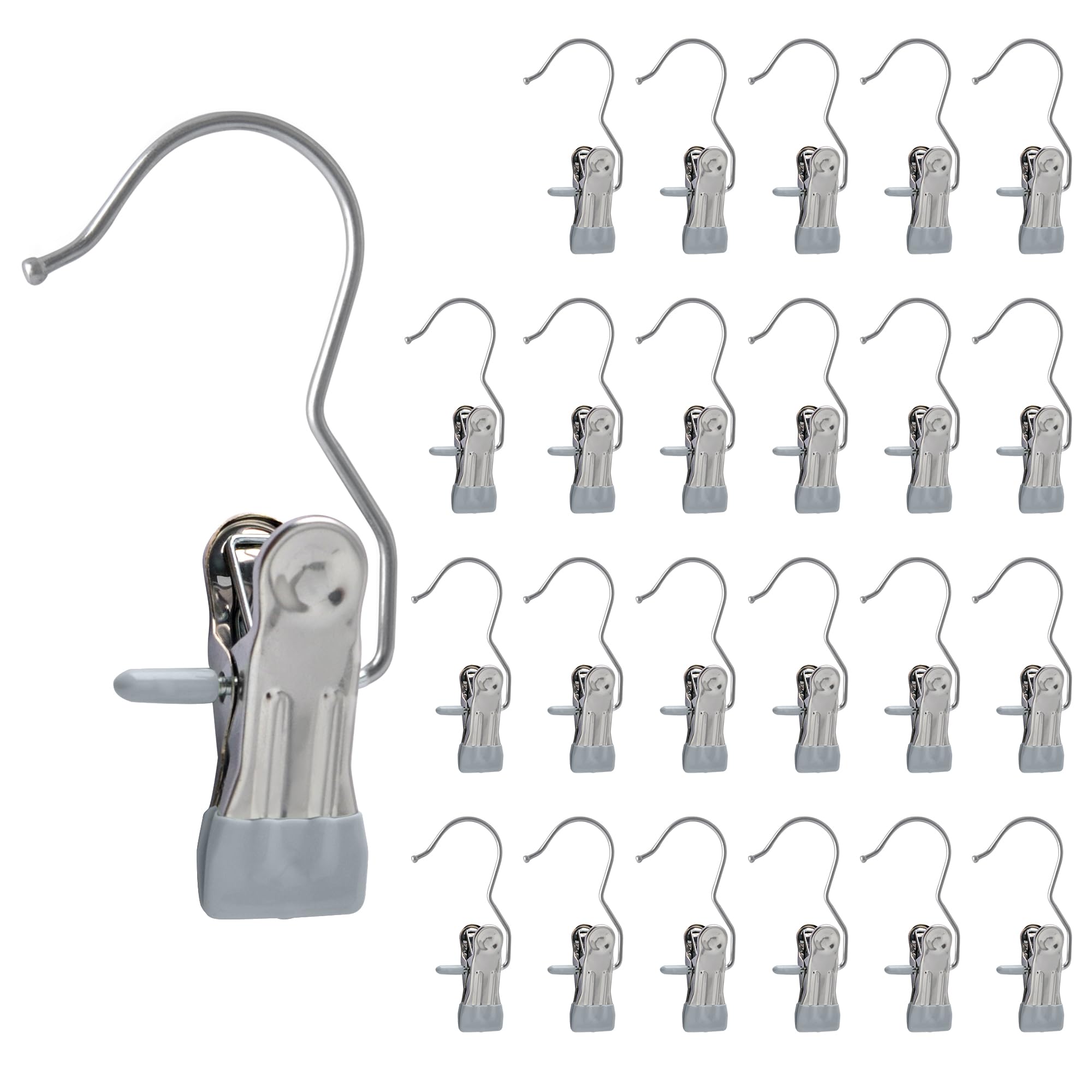 GHLIANGZHOU 24PCS Grey Stainless Steel Hanging Clips, Non-Slip No-Mark