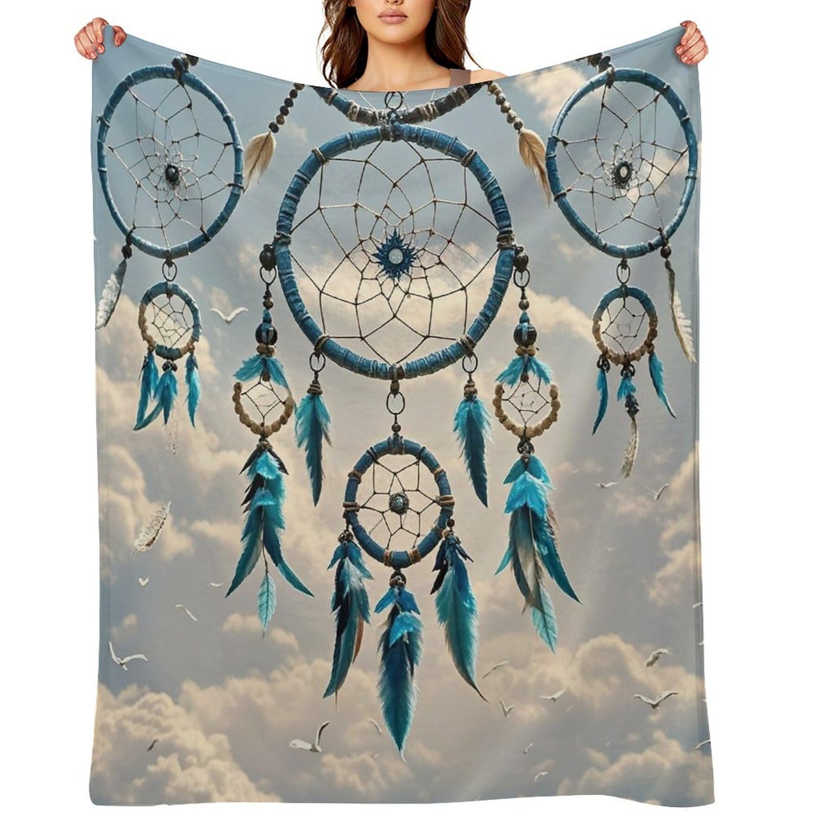 Flannel Native Dream Catcher Throw Blanket for Couch Super Soft Fuzzy Cozy Flannel Blankets No Shed No Pilling FAnti-Static Winter Bed Blanket Decorative and Giftable Blankets