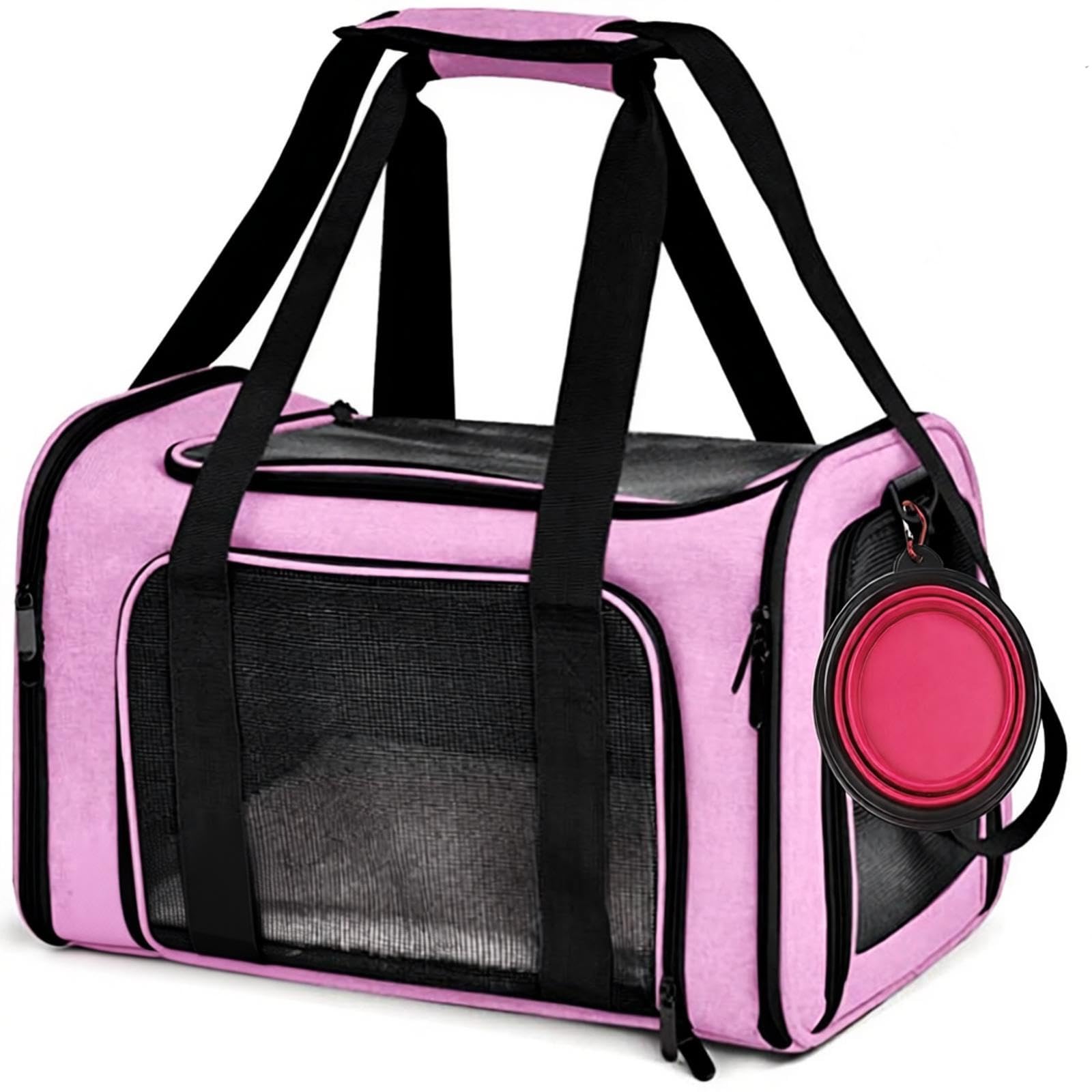Sac de transport pour chat et chien anti stress pliable et portable rose taille M
