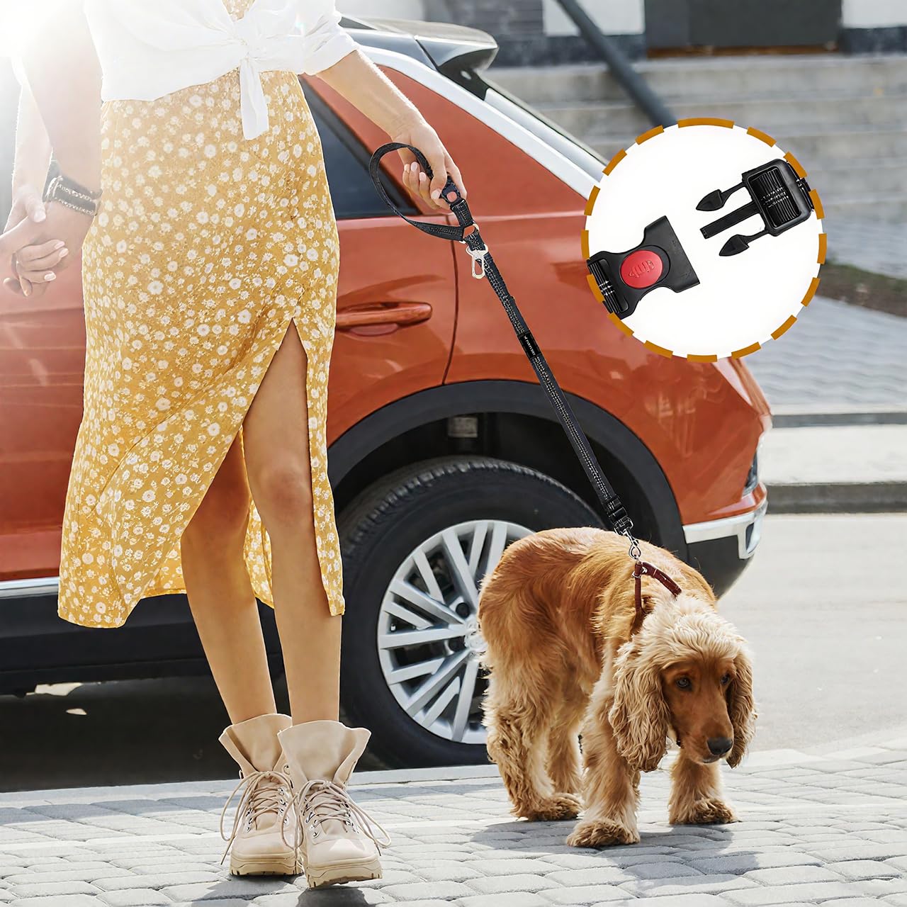 PAWPUBBY Dog Car Seat Belt - Adjustable Pet Safety Harness, Crash Tested Vehicle Restraint for Small Medium Large Dogs, Vehicle Seatbelt Clip & Tangle-Free Design for Safe Travel (Lake Green+Black) - image 4