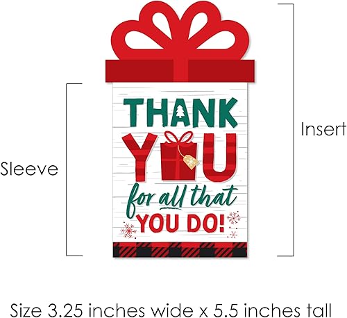Miniatura 7 de Big Dot of Happiness Holiday Thank You - Juego de 8 fundas para tarjetas de regalo y dinero de agradecimiento de Navidad
