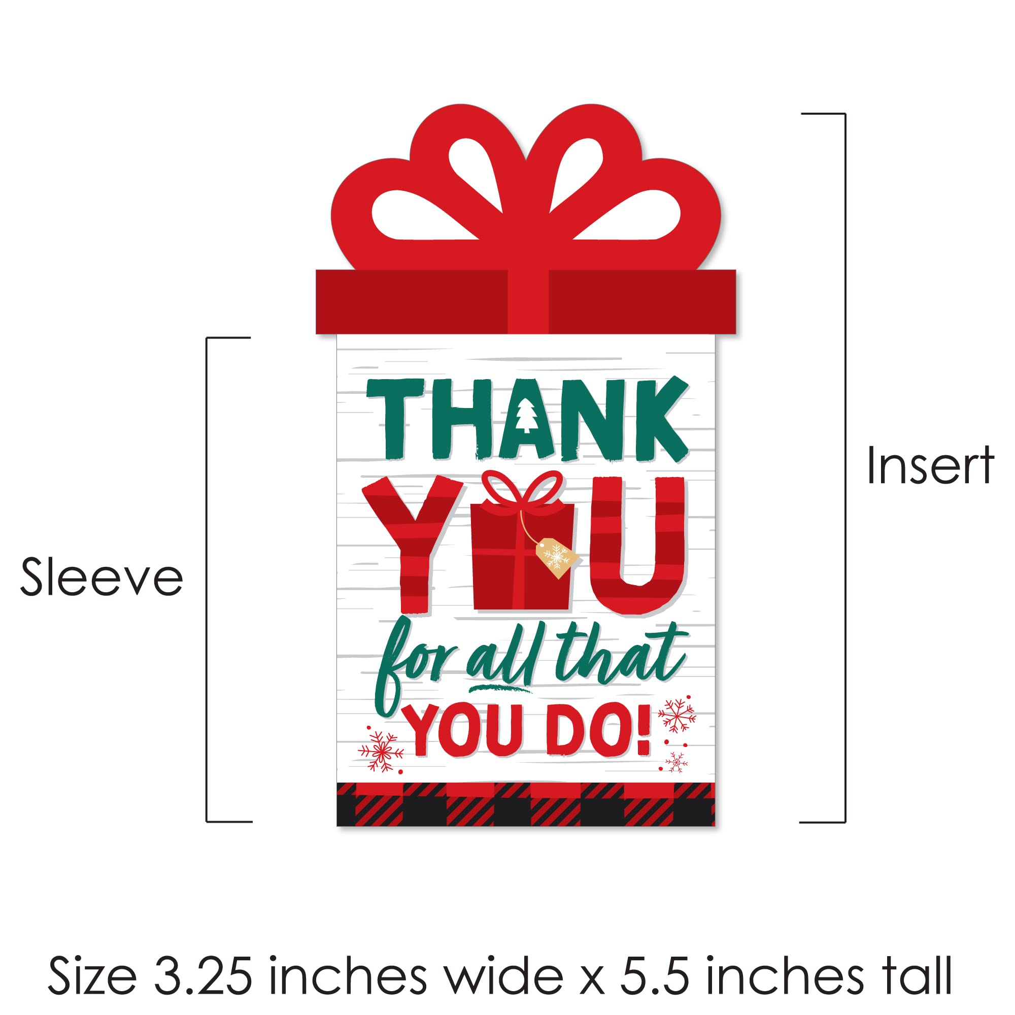 Big Dot of Happiness Holiday Thank You - Christmas Appreciation Money and Gift Card Sleeves - Nifty Gifty Card Holders - Set of 8